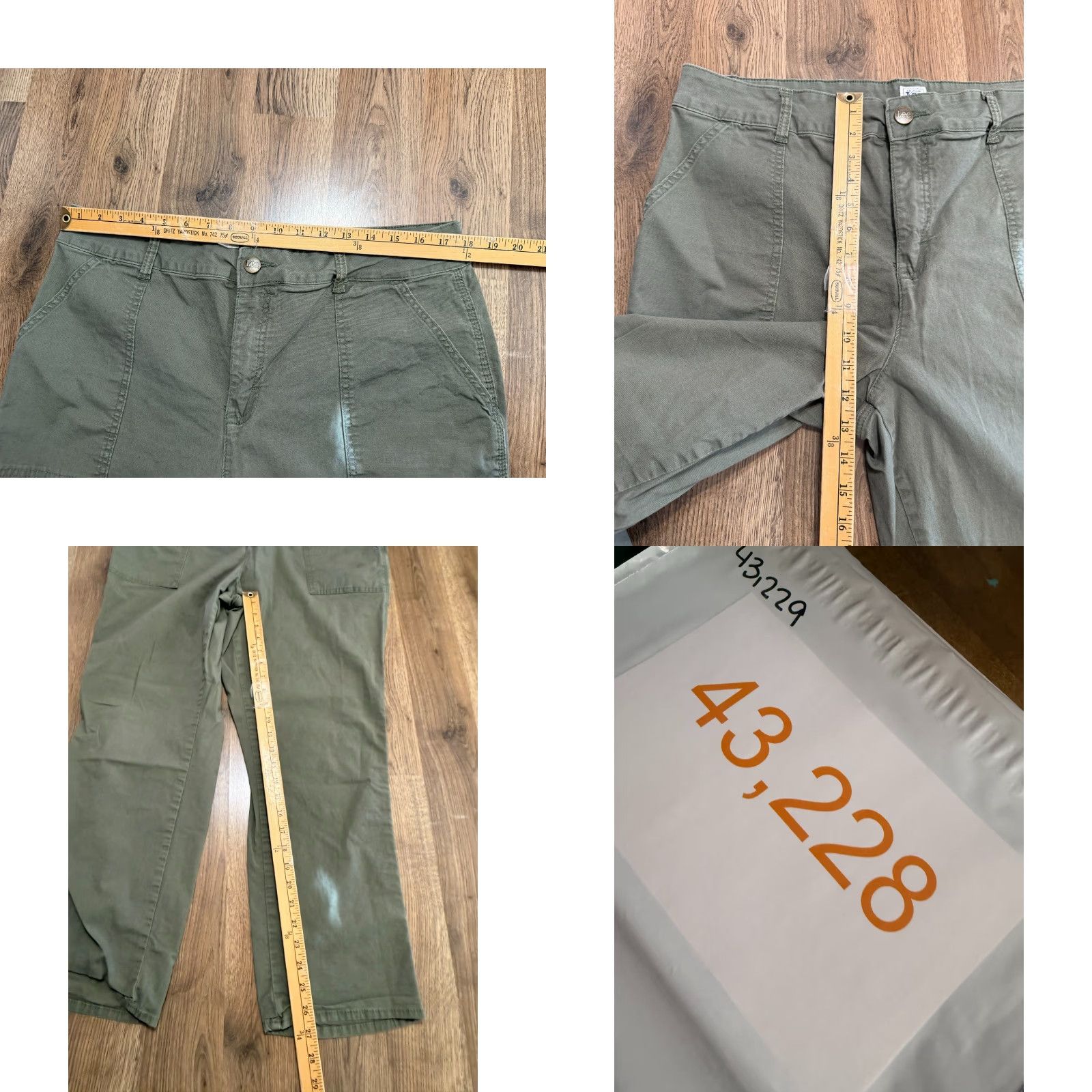 Lee Lee Pants Women's Small Green Workwear High Rise Straight Pockets Outdoor Cotton Chino Size 28" / US 6 / IT 42 - 8 Thumbnail
