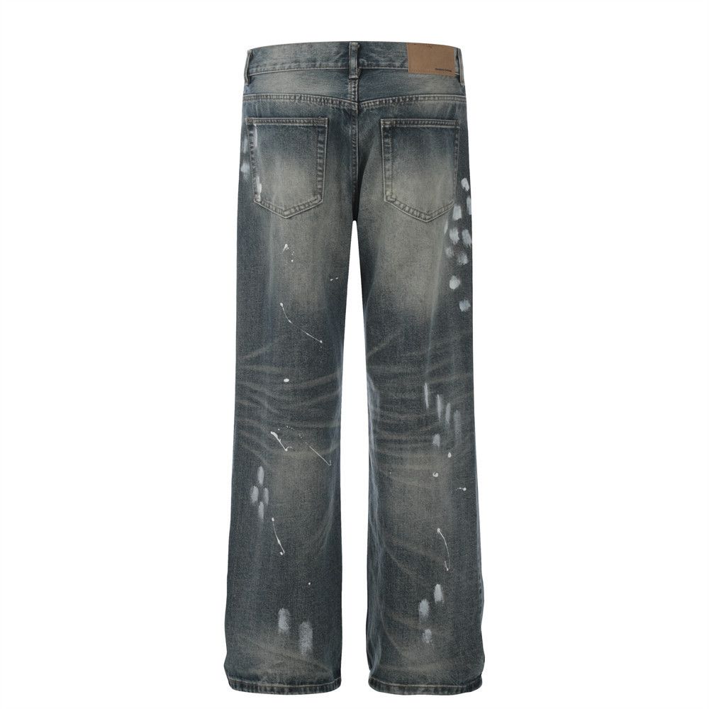 Japanese Brand × Jean American style ink splash print hip hop retro washed jeans Size US 32 / EU 48 - 4 Thumbnail