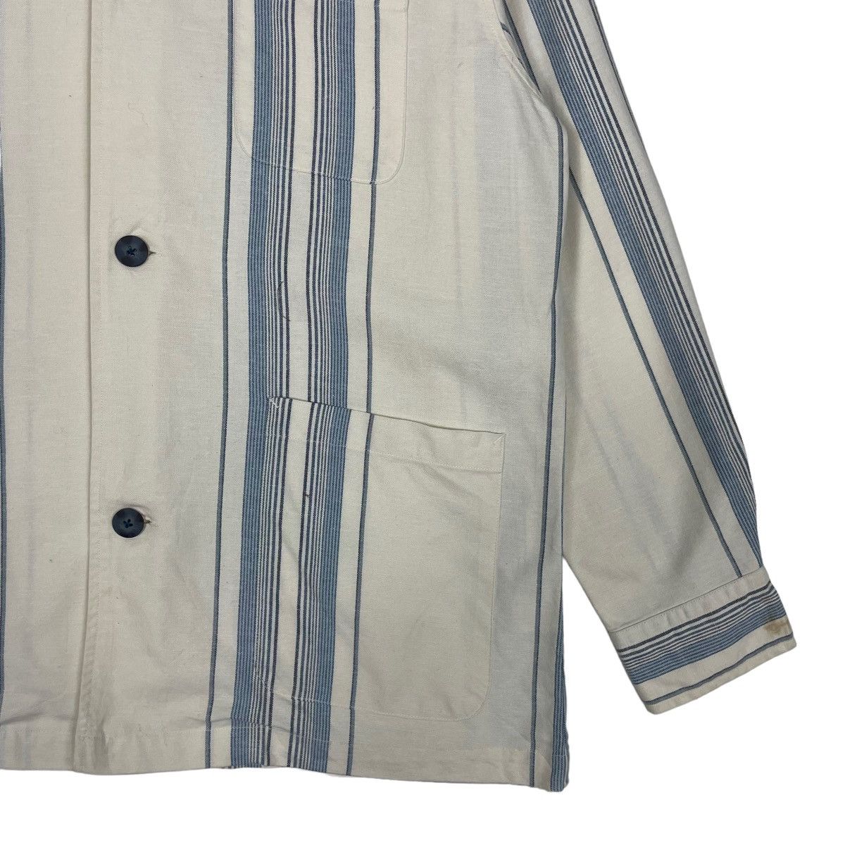 Issey Miyake × Japanese Brand × Vintage 💥80s BULLIT JAPAN BUTTON STRIPE CHORE JACKET Size US M / EU 48-50 / 2 - 4 Thumbnail