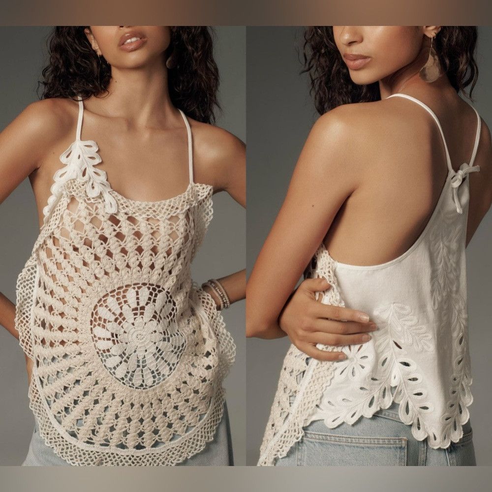 Anthropologie Anthropologie Pieced Crochet Sweater Tank Boho Oversized Fi Size XXS / US 00 / IT 34 - 1 Thumbnail