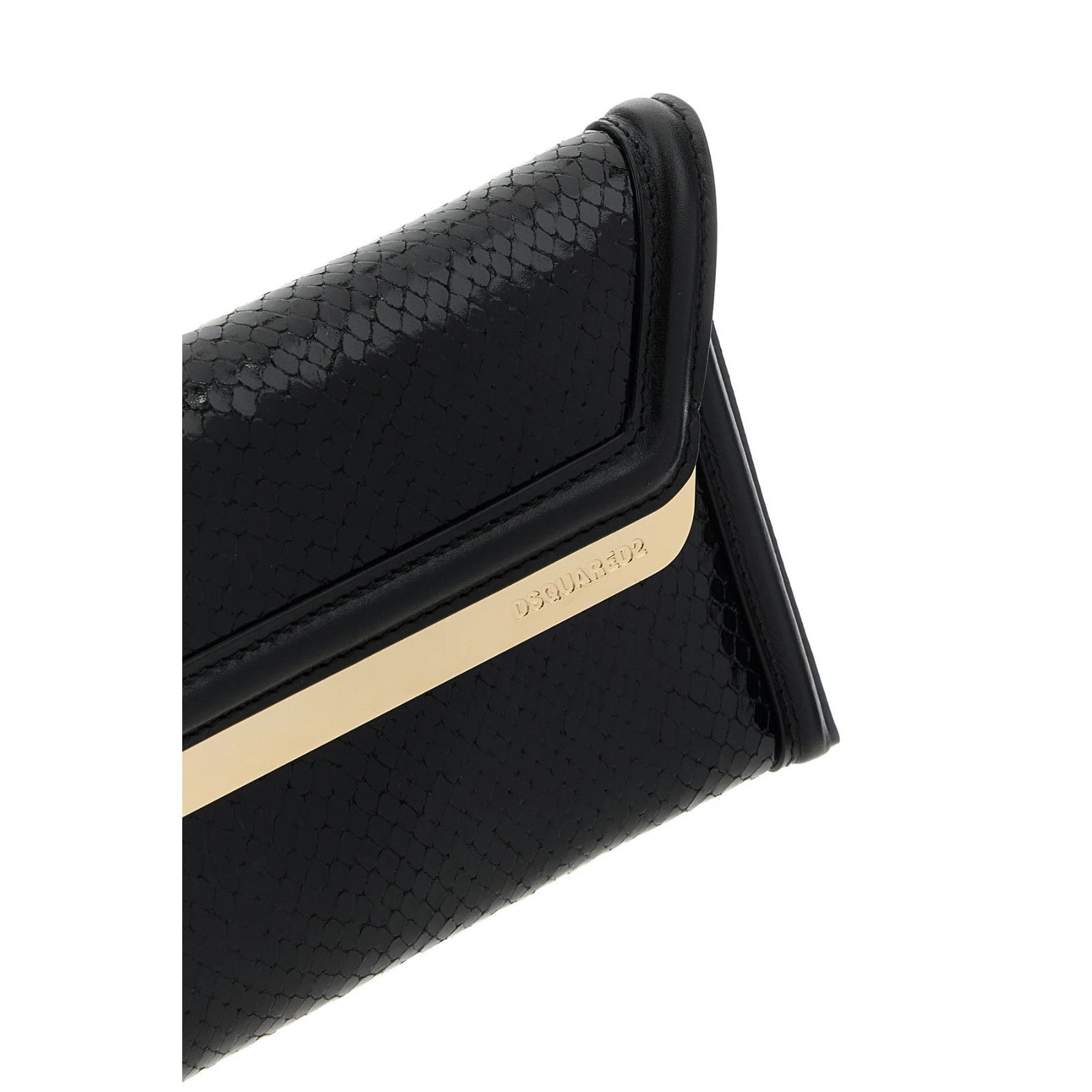 Dsquared2 DSQUARED2 Evening Black Embossed Leather Clutch Bag New & Au Size ONE SIZE - 4 Thumbnail
