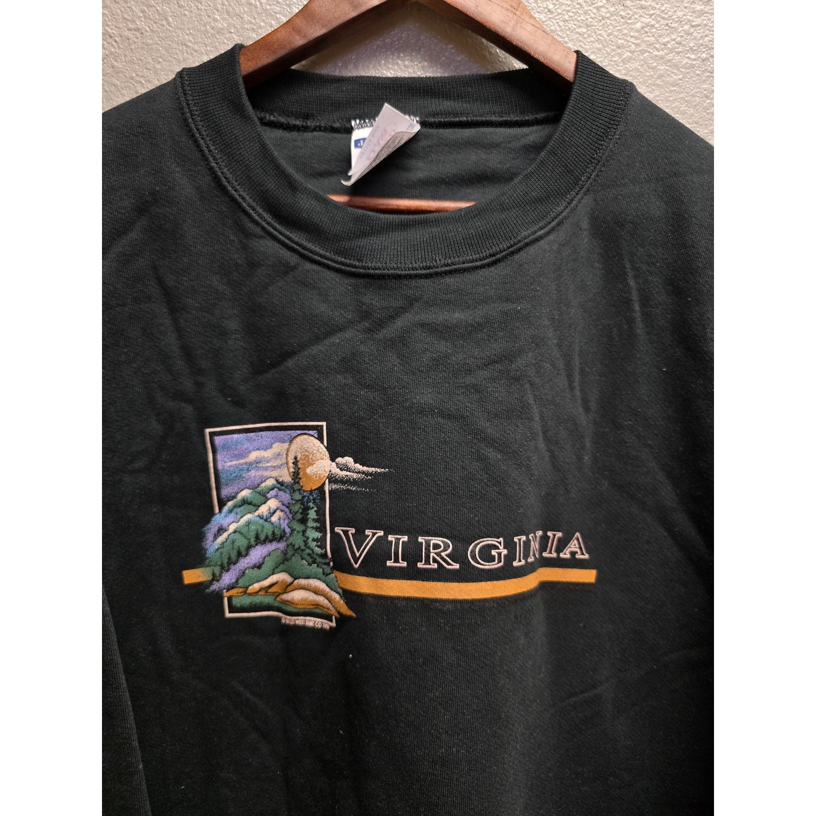 Jerzees × Vintage Vintage Mens Black Sweater Virginia Graphic XL Sweatshirt Size US XL / EU 56 / 4 - 2 Thumbnail