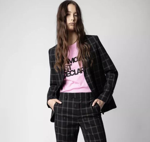 Zadig & Voltaire Zadig & Voltaire Défilé Blazer Plaid Vanille Car ( 38/M ) Size M / US 6-8 / IT 42-44 - 3 Thumbnail