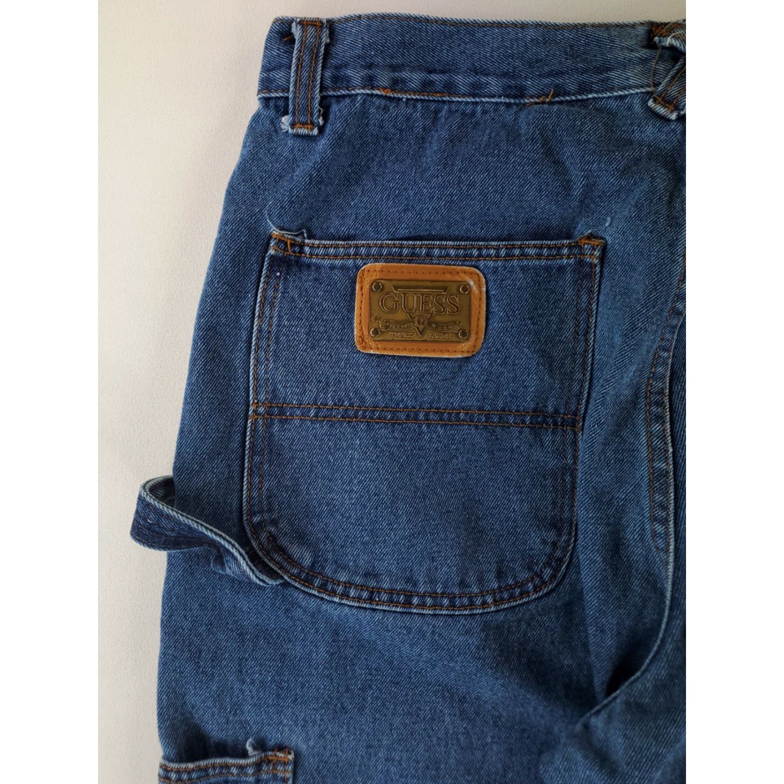 Guess VINTAGE Guess Jeans VTG 90s Carpenter Made USA Blue Baggy Mens 36 Wide-Leg 36x32 Official USA Made Mens Baggy Carpenters Jeans Size US 36 / EU 52 - 4 Thumbnail