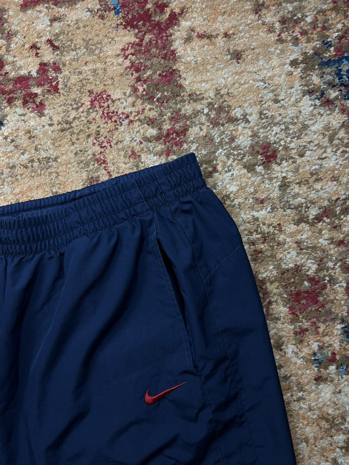 Nike × Vintage 90’s NIKE RED SWOOSH LOGO RETRO BAGGY TRACK PANTS Y2K Size US 33 - 3 Thumbnail