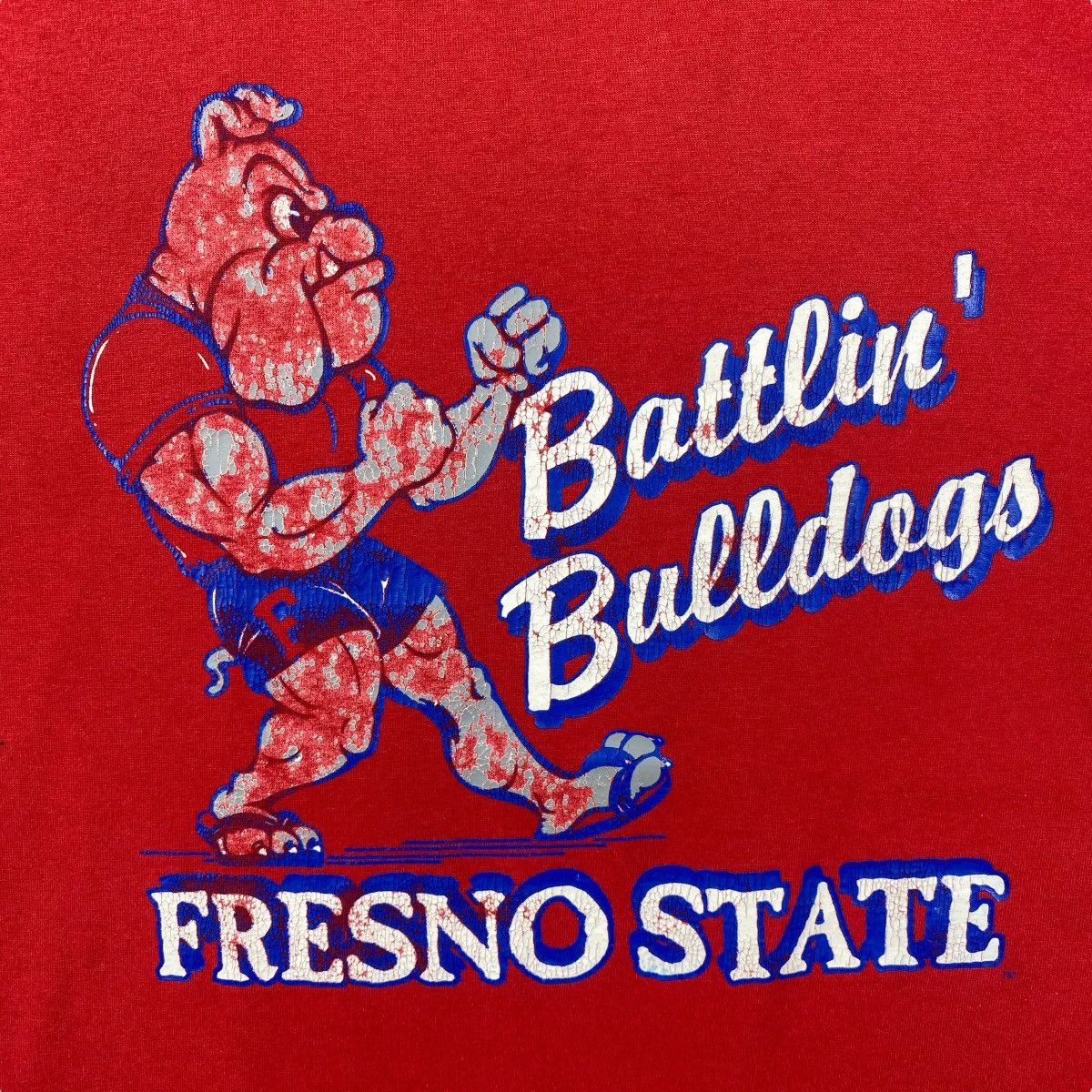 Vintage Vintage 90's FRESNO STATE Battlin' Bulldogs Faded Tee Size US L / EU 52-54 / 3 - 2 Thumbnail