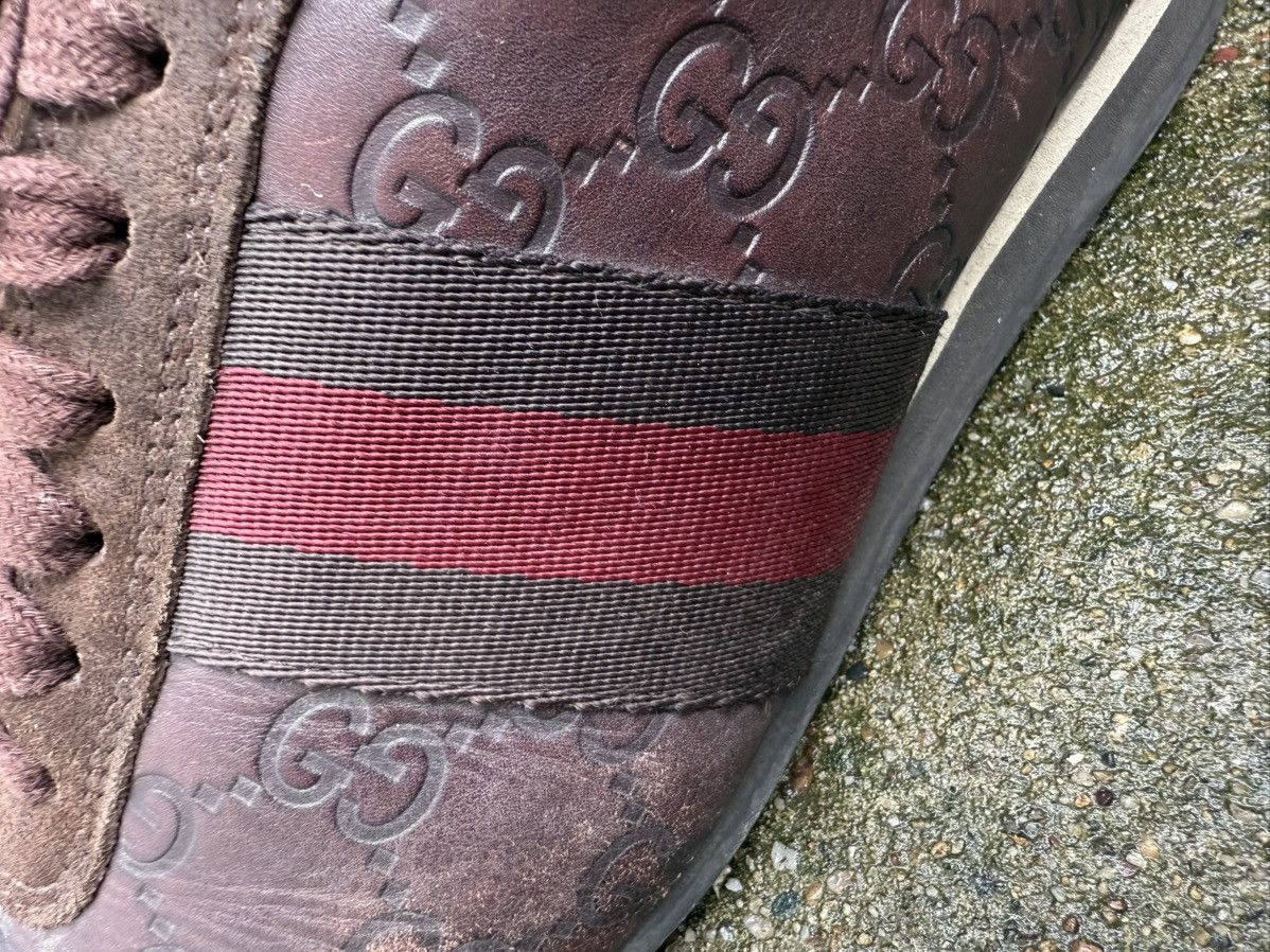 Gucci ✨Gucci✨(138732) Guccissima Brown Leather/Suede Web Sneakers Size US 7.5 / IT 37.5 - 6 Thumbnail