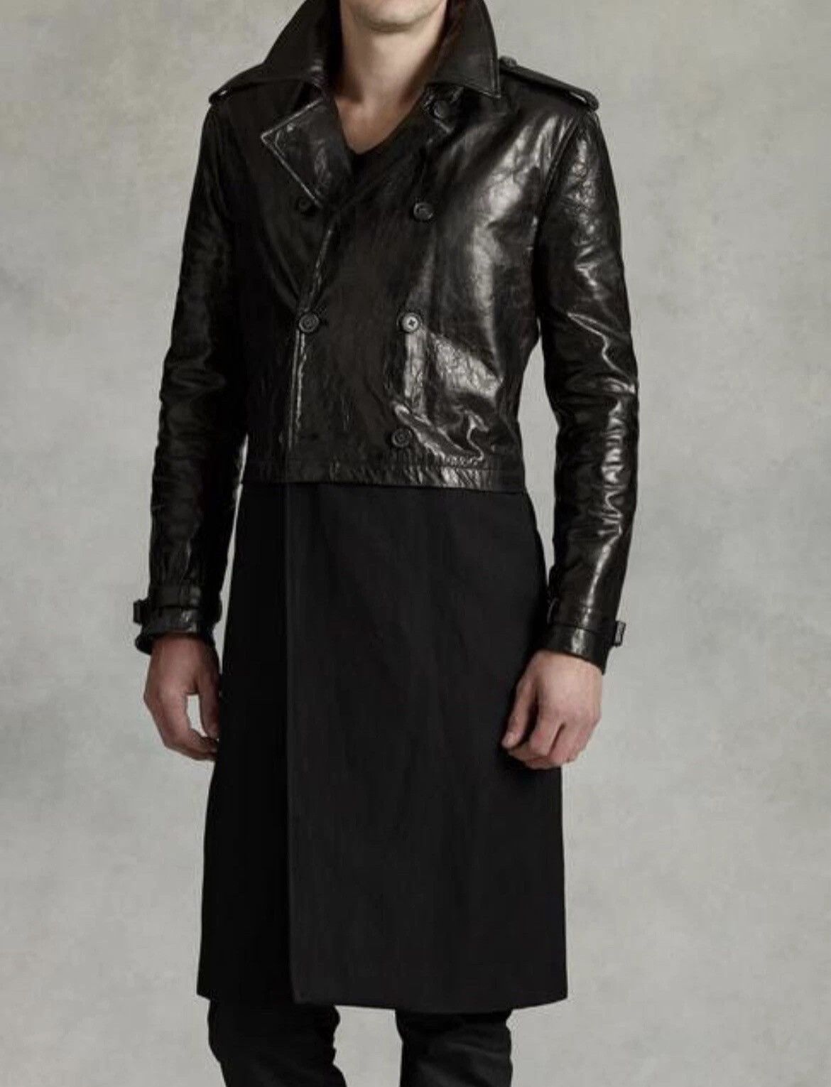 John Varvatos Contrast leather Trench Coat Size EU50 USA 40. Size US M / EU 48-50 / 2 - 1 Thumbnail