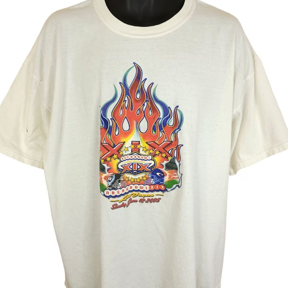 Gildan VINTAGE ArenaBowl XIX T Shirt Mens 2XL White AFL Football Las Vegas Arena Football League 2005 Size US XXL / EU 58 / 5 - 2 Thumbnail