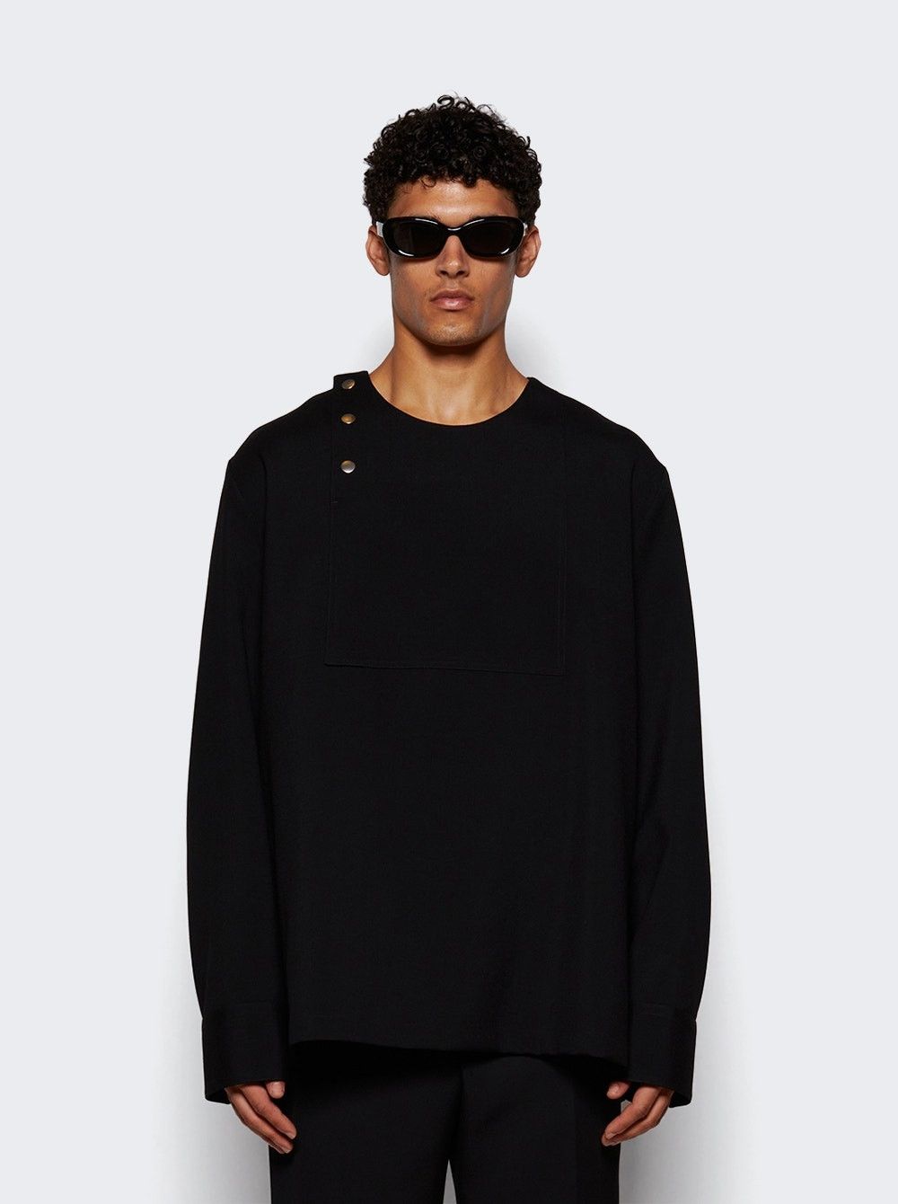 Jil Sander o1w1db10825 Long Sleeve Shirt in Black Size US XL / EU 56 / 4 - 3 Thumbnail