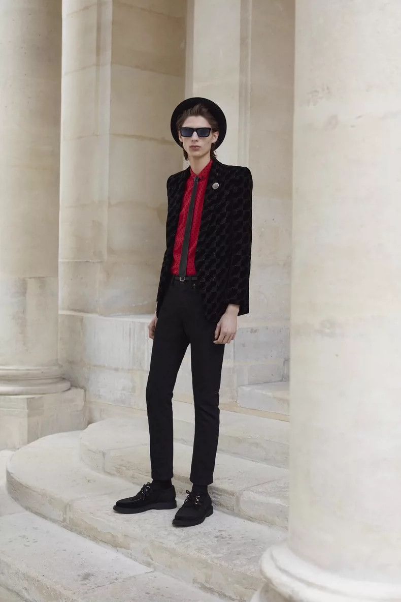 Saint Laurent Paris Saint Laurent Paris size 39 21fw Mulberry Silk Black Red P Size US M / EU 48-50 / 2 - 6 Thumbnail