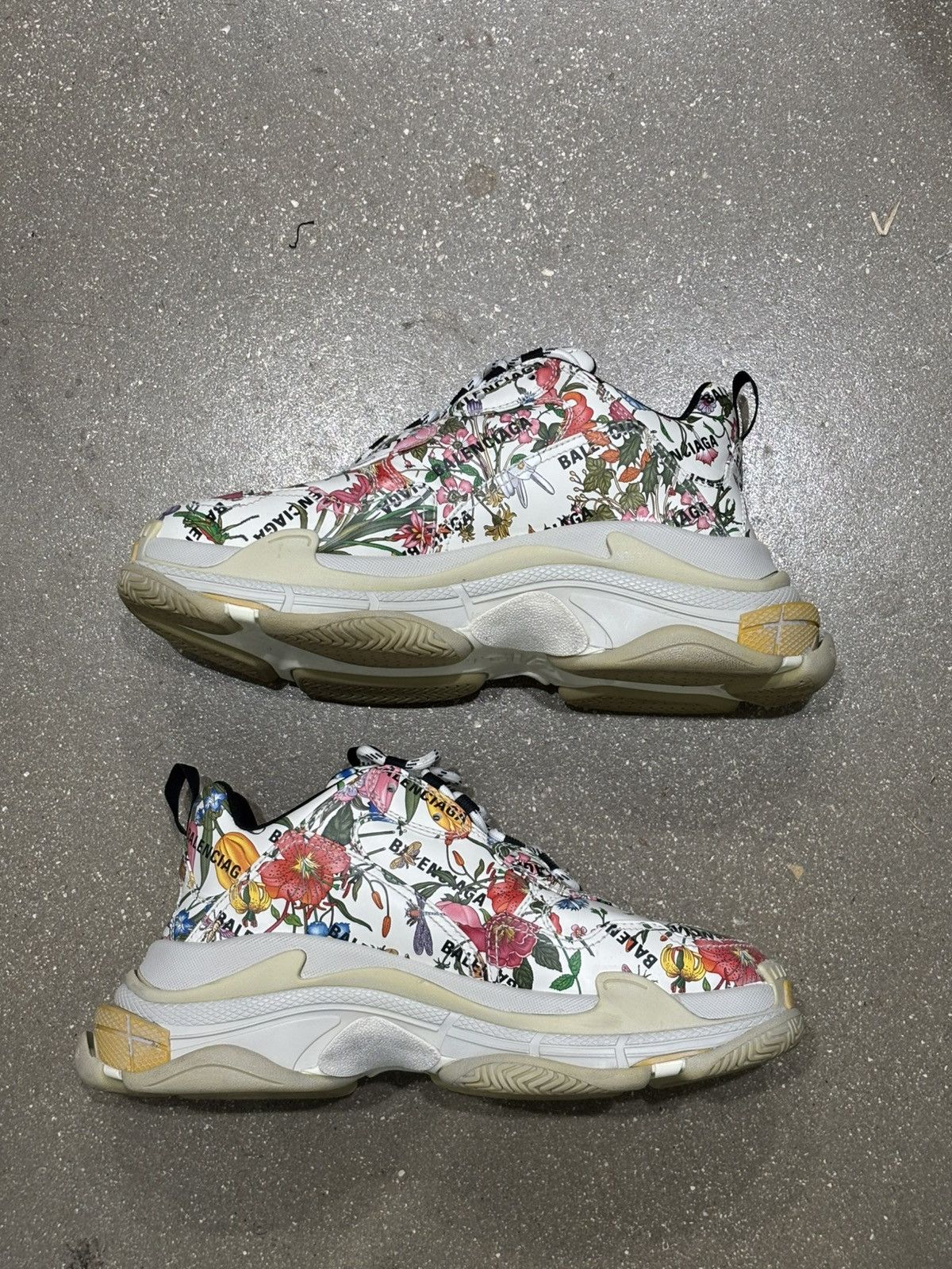 Balenciaga × Gucci White Hacker Floral Logo Triple S Sneakers Size US 9.5 / EU 42-43 - 3 Thumbnail