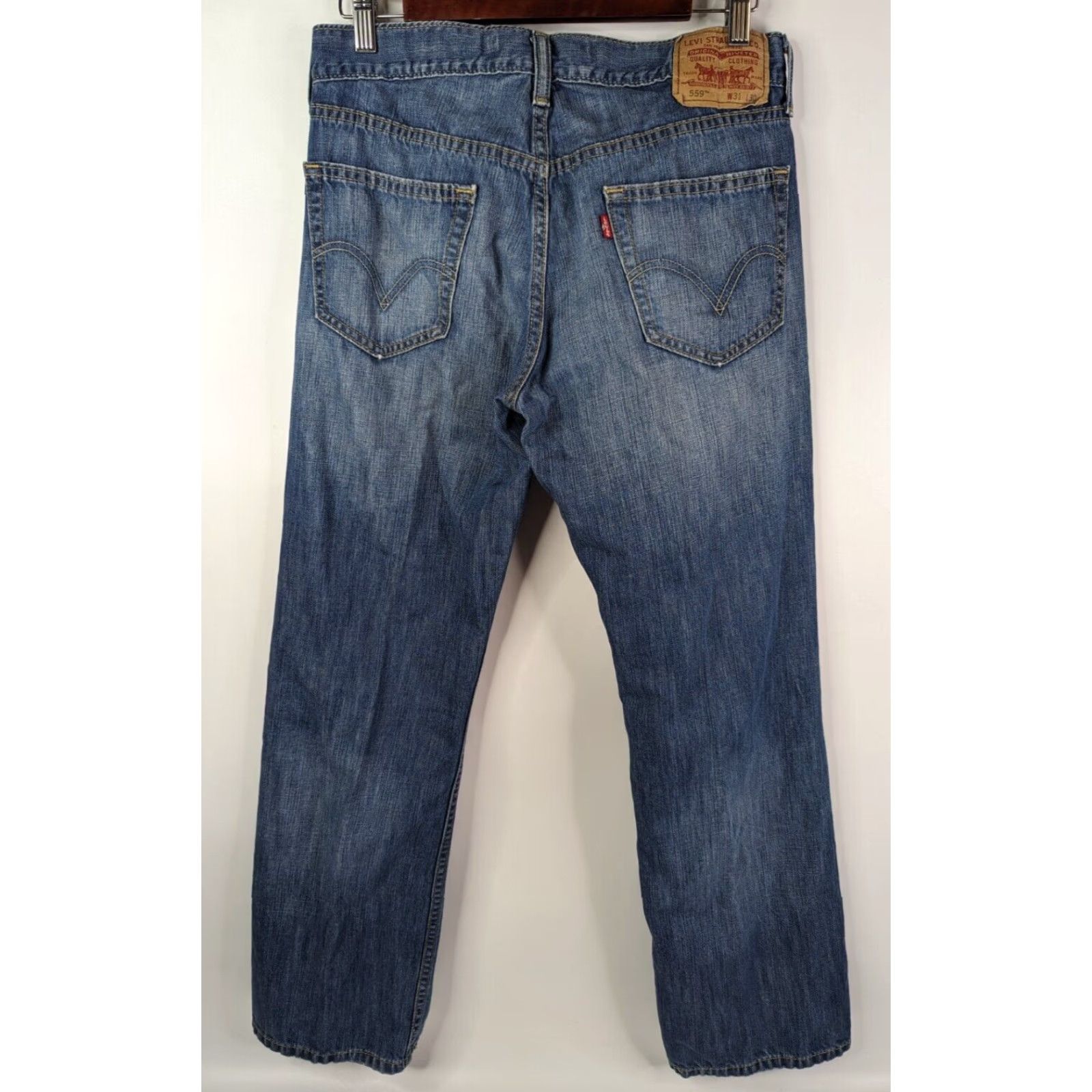 Levi's Levis 559 Jeans Mens 31x30 Relaxed Straight Fit Blue Baggy Whiskered Y2K Size US 31 - 4 Thumbnail