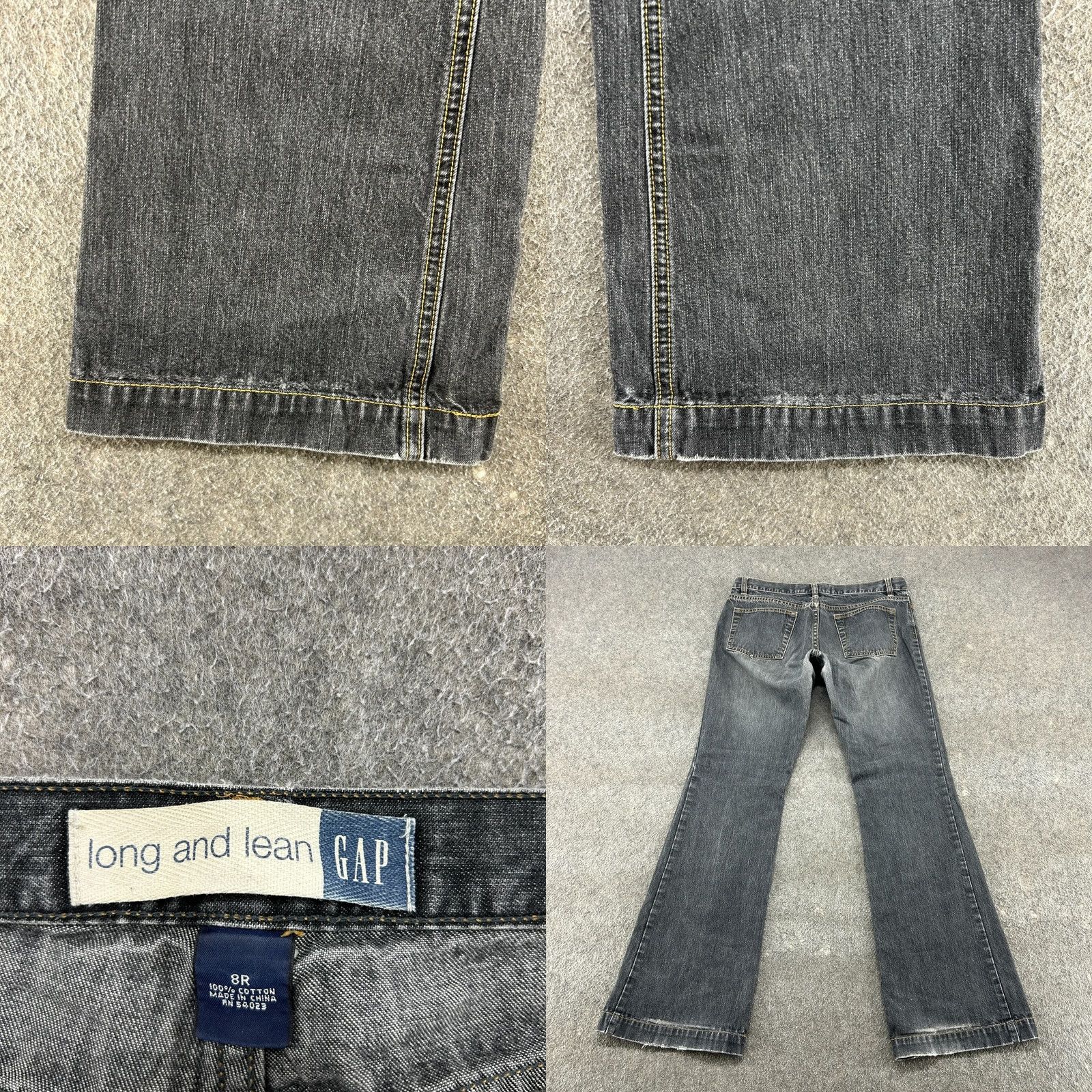 Gap VINTAGE Gap Jeans Womens 8 Black Flare Long Lean Stretch Cotton Distressed Y2K Denim 5-Pocket Regular Inseam 33in Slimming Retro 90s Size 30" / US 8 / IT 44 - 8 Thumbnail