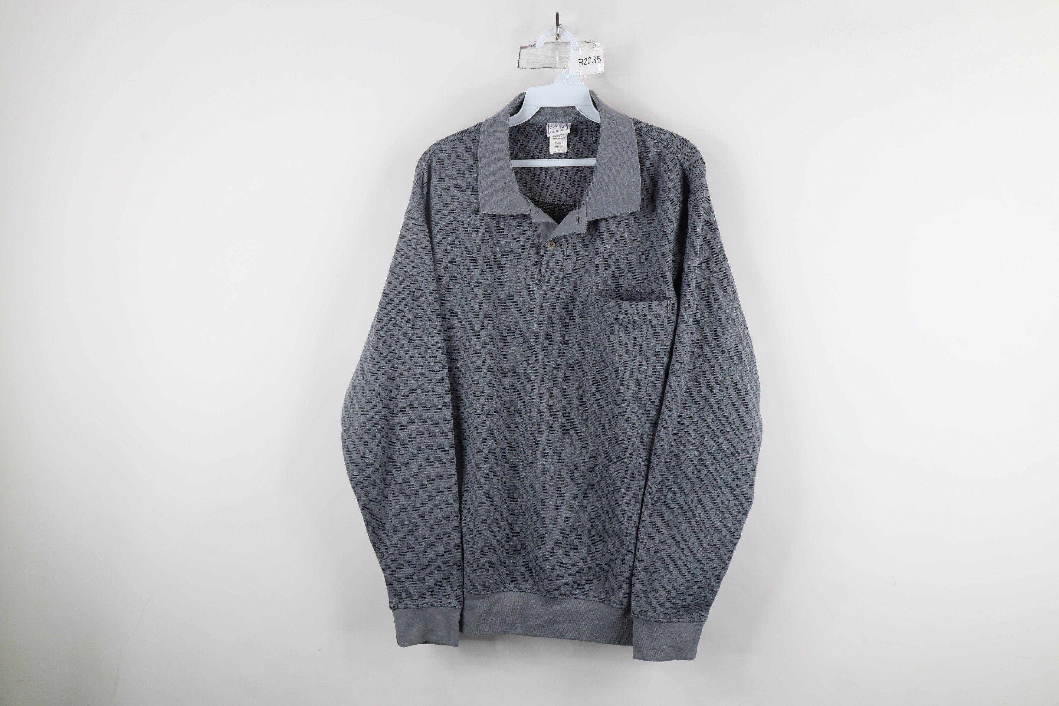 Vintage Vintage 90s Streetwear Checkered Knit Collared Pullover Polo Size US L / EU 52-54 / 3 - 1 Thumbnail