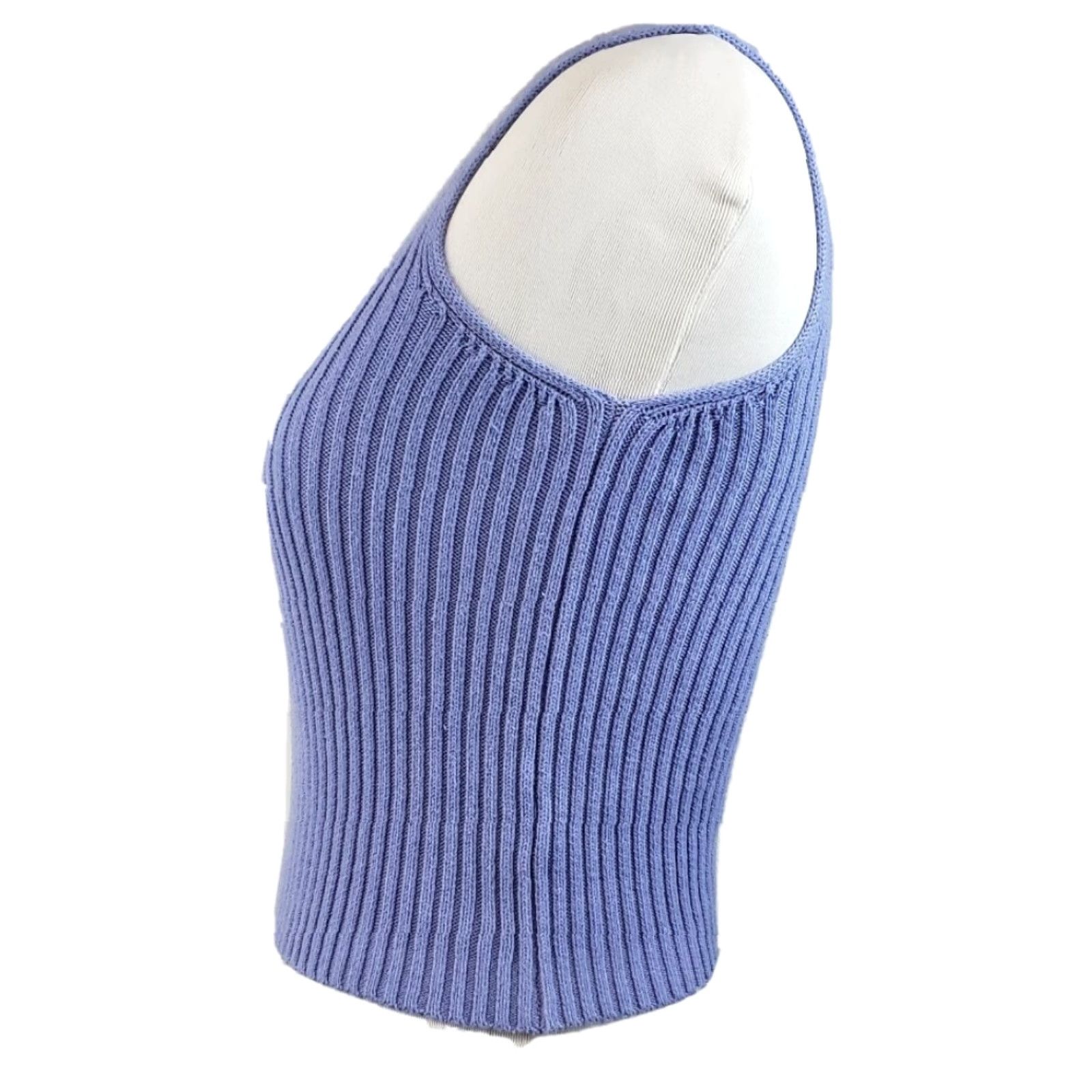 Brandy Melville VINTAGE Brandy Melville Shirt Womens One Size Purple Knit Rina Tank Top Cropped OS Sleeveless V-Neck Gathered Pullover Casual Womens Size ONE SIZE - 5 Thumbnail