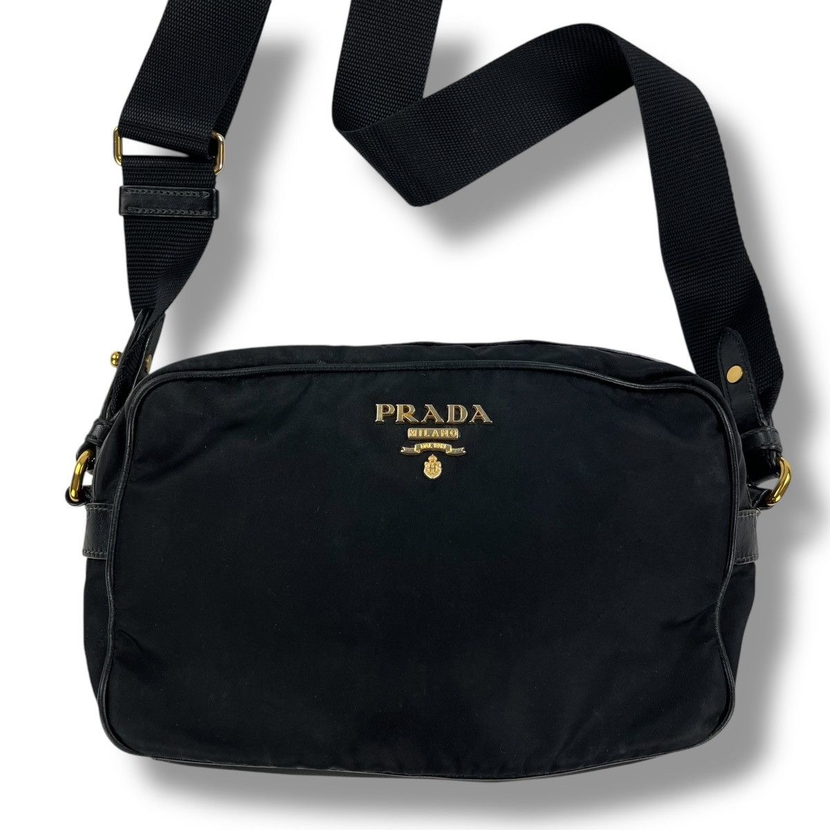 Prada Tessuto Nylon Black Messenger Bag, Women's