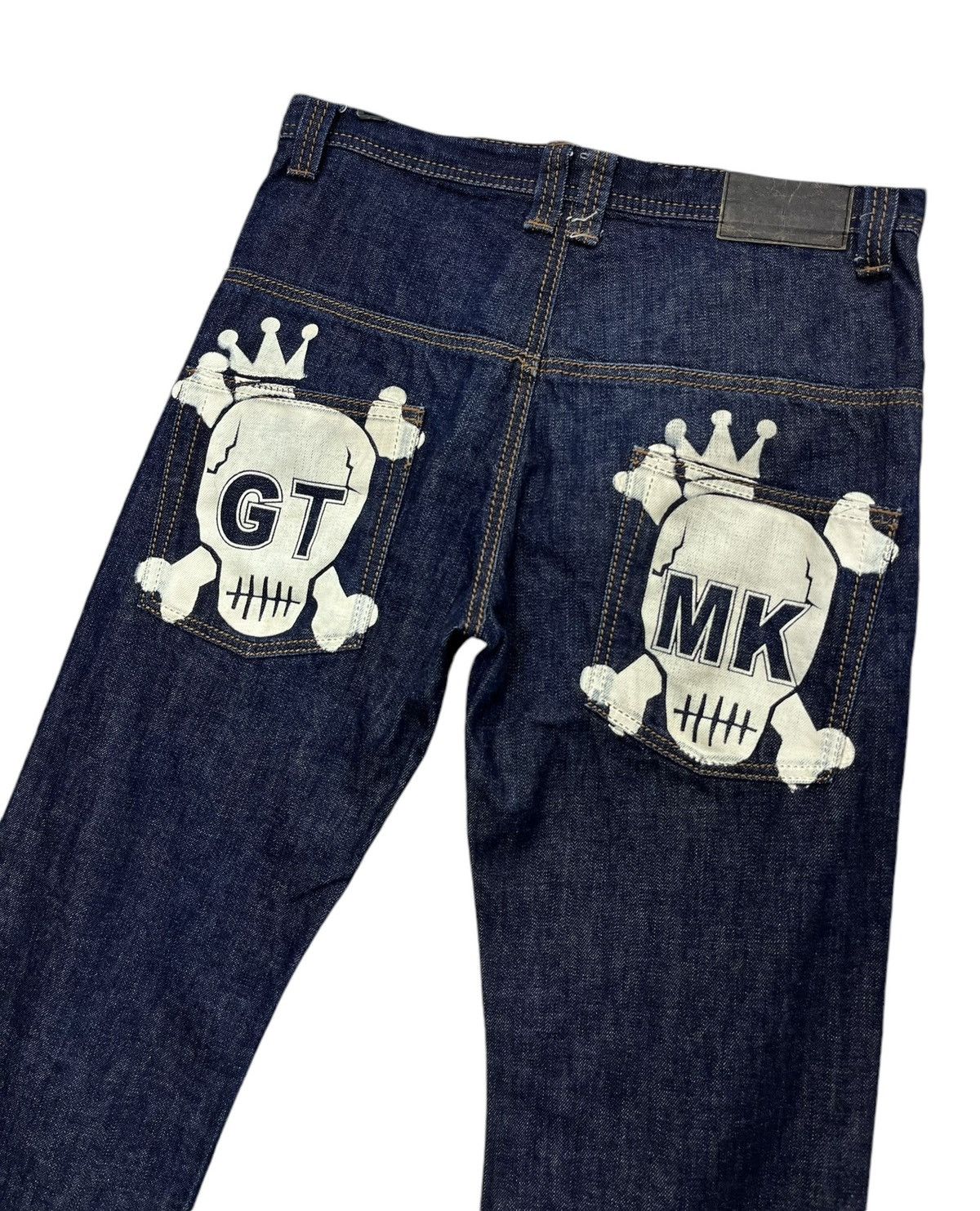Punk and Yo 💀🔥Vintage KOBAYASHI DENIM Punk Skull Crown Blue Jeans Size US 31 - 2 Thumbnail