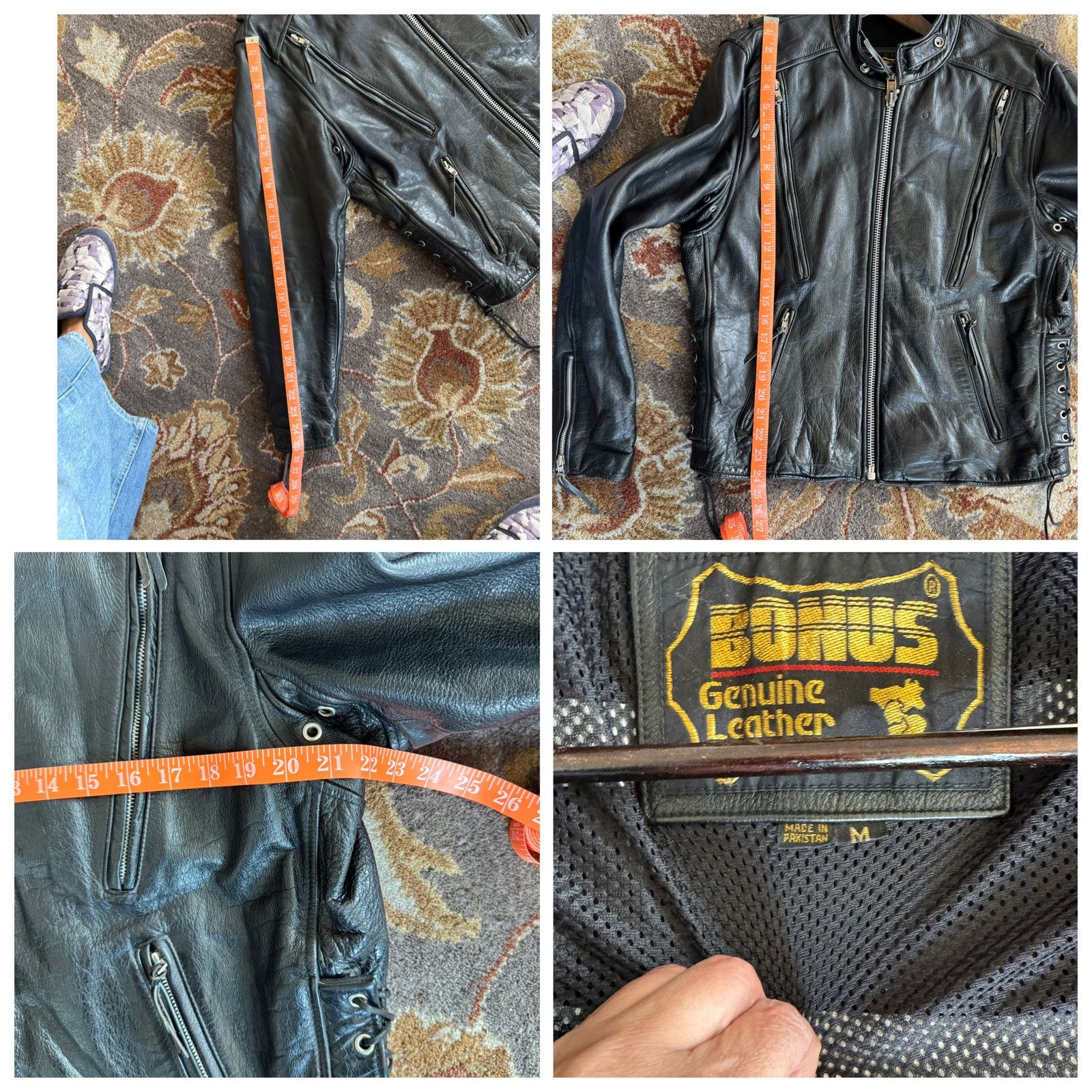 Other Vintage Bonus leather moto jacket size M rocker goth street Size M / US 6-8 / IT 42-44 - 16 Thumbnail