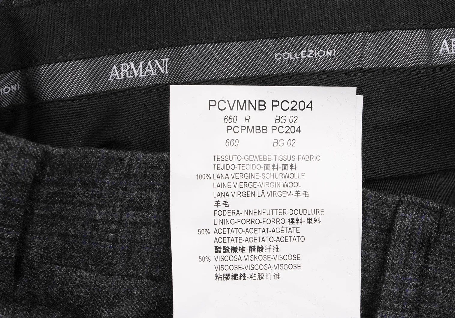 Armani Collezioni Wool Glen Check Double-Hem Pants in Charcoal Navy Size US 26 / EU 42 - 15 Thumbnail