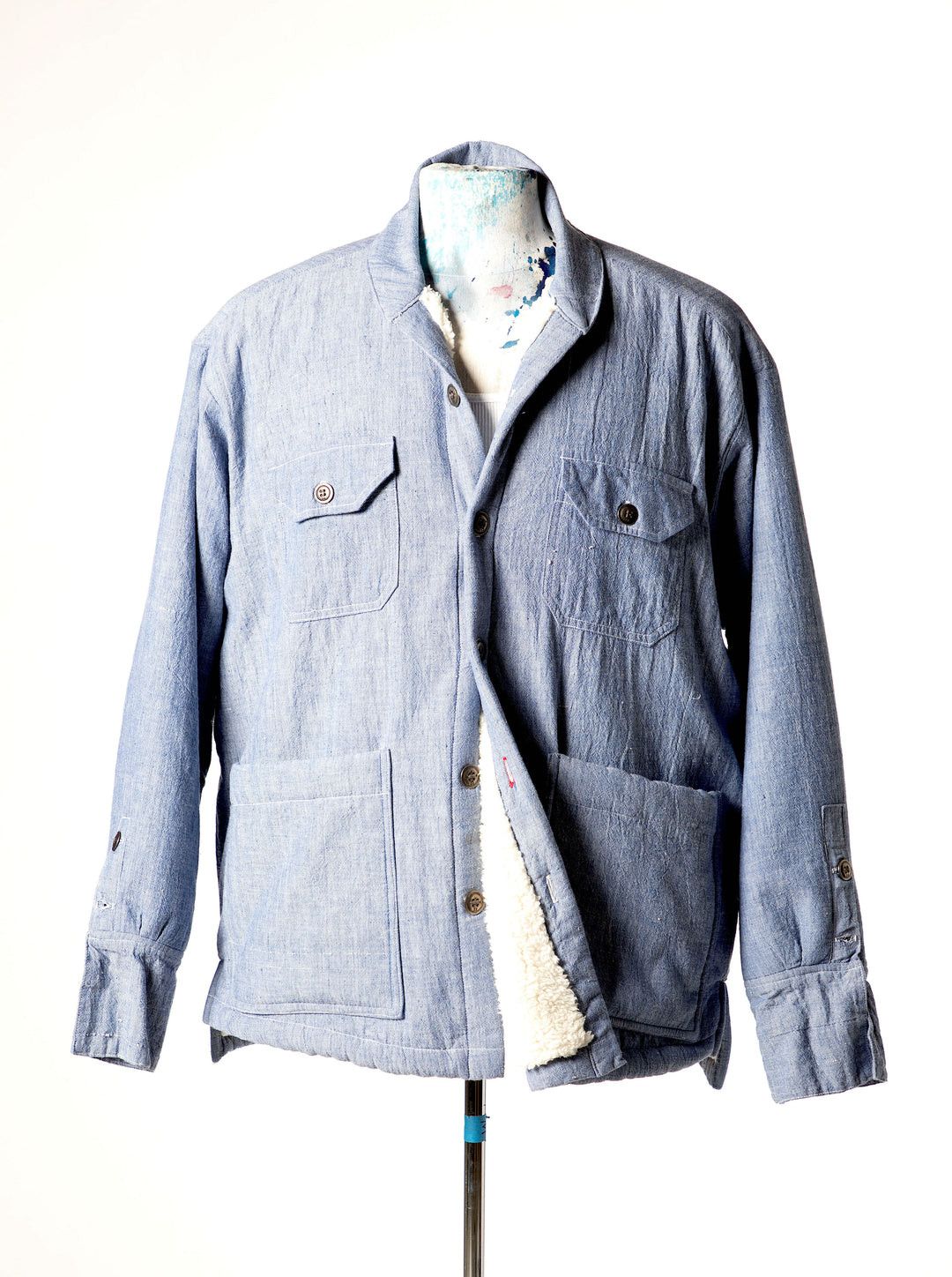 Greg Lauren $1300 Greg Lauren Chambray Sherpa Lined Jacket Size US XXL / EU 58 / 5 - 4 Thumbnail