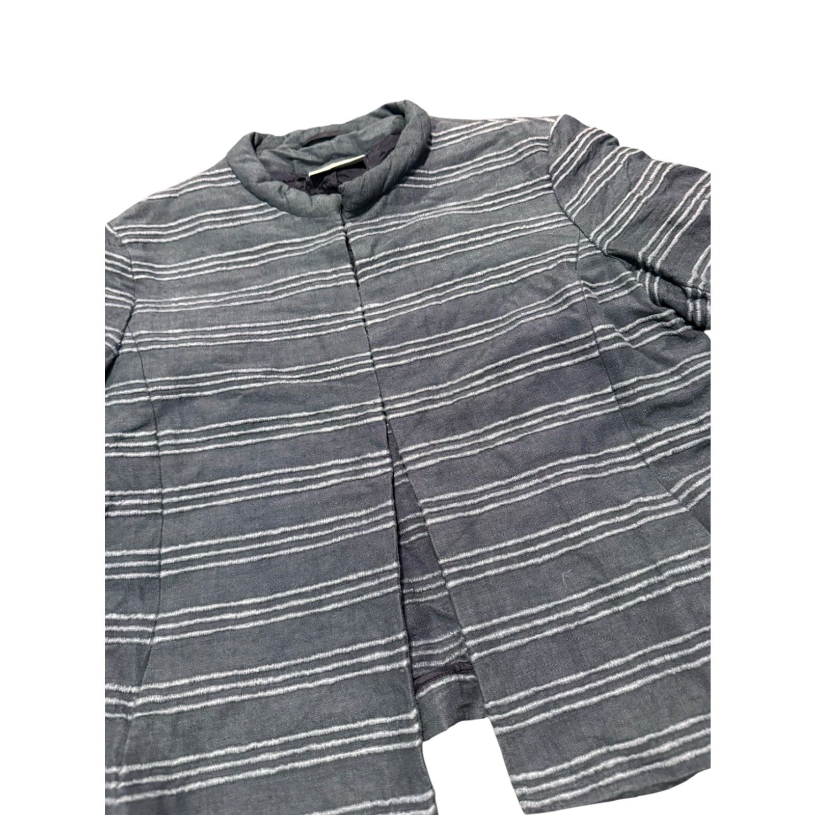 Akris Akris Punto 100% Silk Striped Jacket Blue White Hook Eye Sz 6 US 38 F 36 D - Blazer - Women - Regular - Basic Jacket - Designer - Vintage: No Size M / US 6-8 / IT 42-44 - 4 Thumbnail