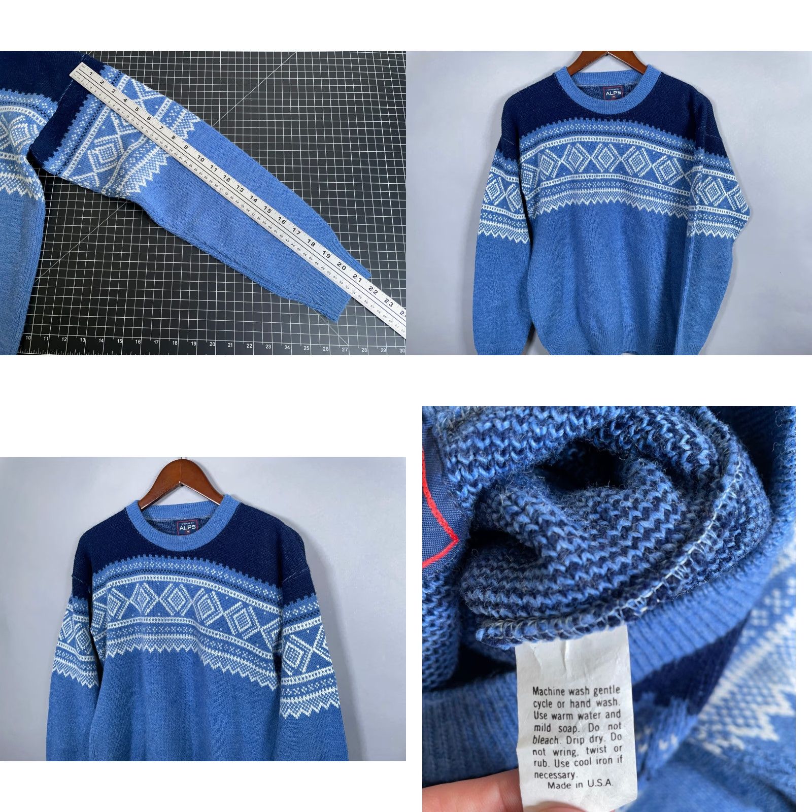 Vintage VINTAGE Alps Sweater Adult Medium Blue Fair Isle Knit Crewneck 90s Ski Lodge Mens Size US M / EU 48-50 / 2 - 8 Thumbnail