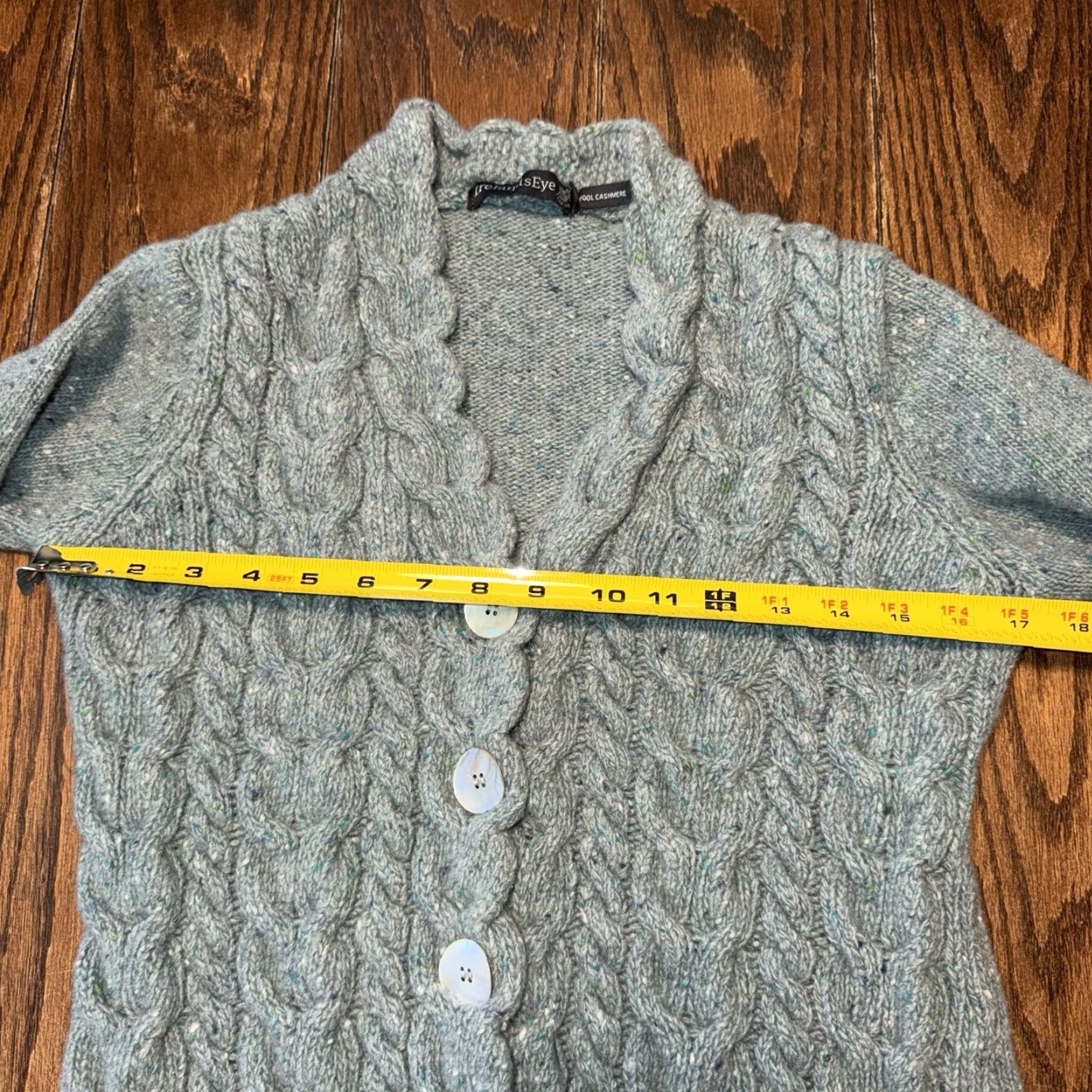 Vintage VINTAGE IrelandsEye Cardigan Sweater Women’s Medium Green Cable Knit Wool Cashmere Aran Size M / US 6-8 / IT 42-44 - 6 Thumbnail