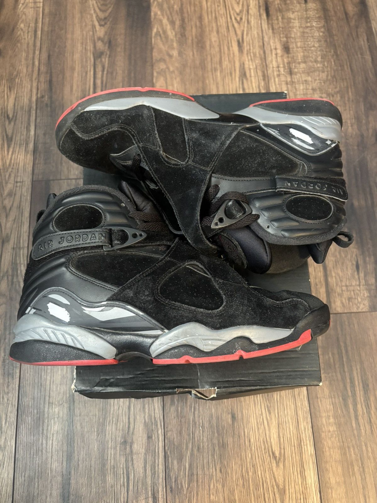 Jordan Brand × Nike Size 10 - Jordan 8 Retro Bred Cement Black Red Grey Size US 10 / EU 43 - 3 Thumbnail