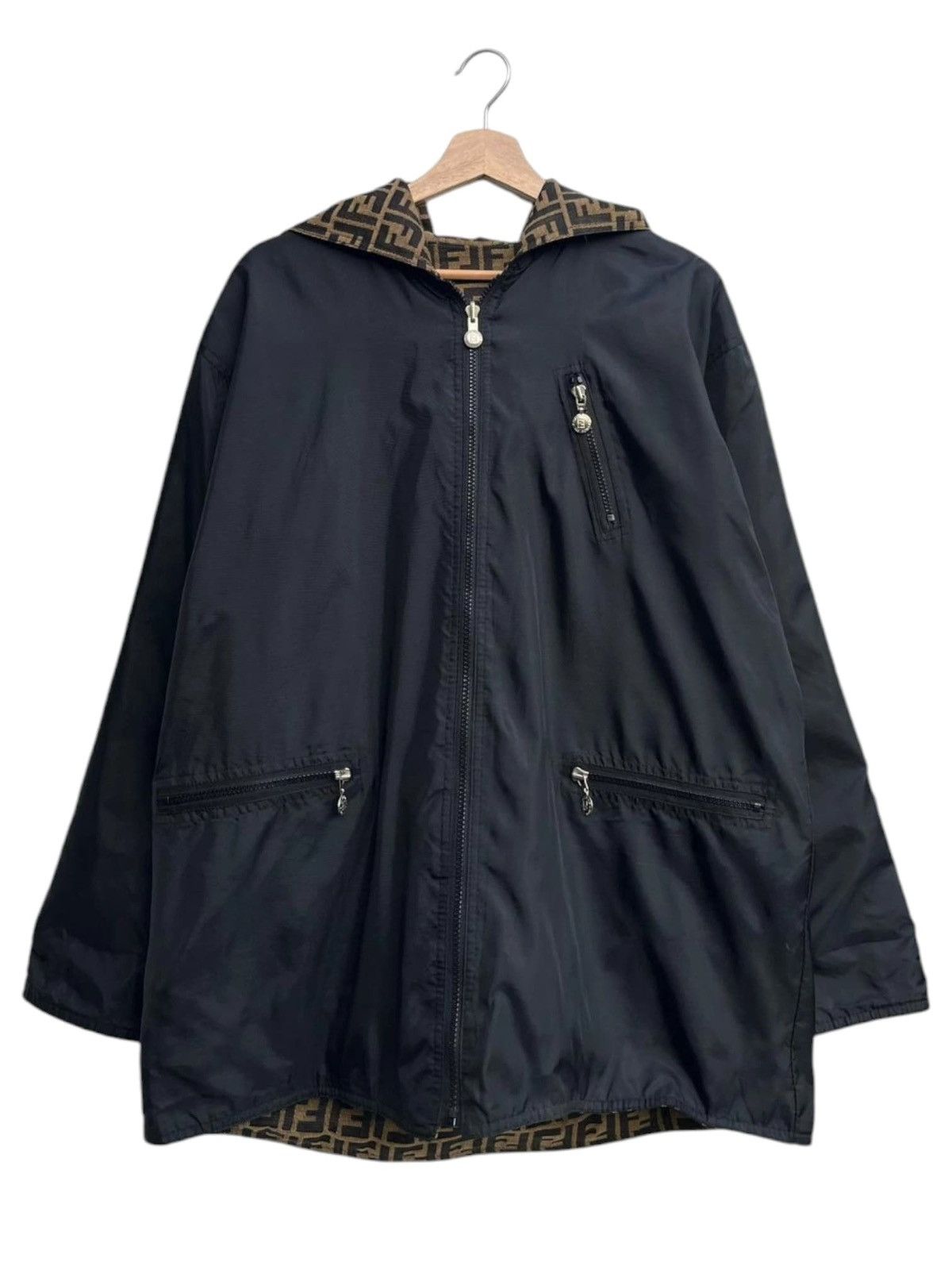 Fendi Vintage Fendi Zucca Monogram FF Reversible Hoodie Jacket Size US M / EU 48-50 / 2 - 7 Thumbnail