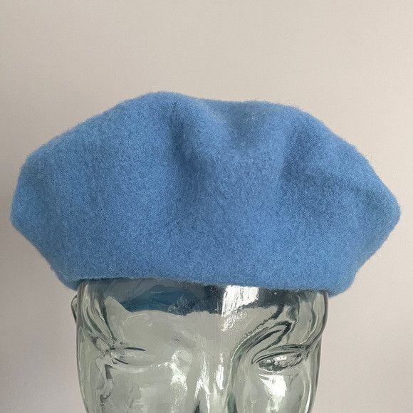 Vintage Beautiful Denim Blue Wool Beret - O/S, Unisex Size ONE SIZE - 4 Thumbnail