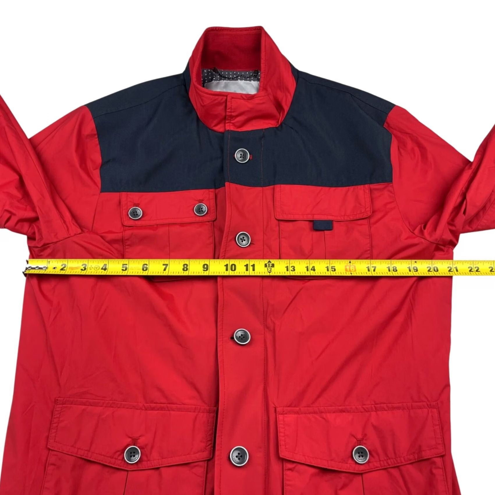UNTUCKit UNTUCKit Men's Medium Red/Navy Lanson Windbreaker Jacket Nylon Full Zip Button Size US M / EU 48-50 / 2 - 8 Thumbnail