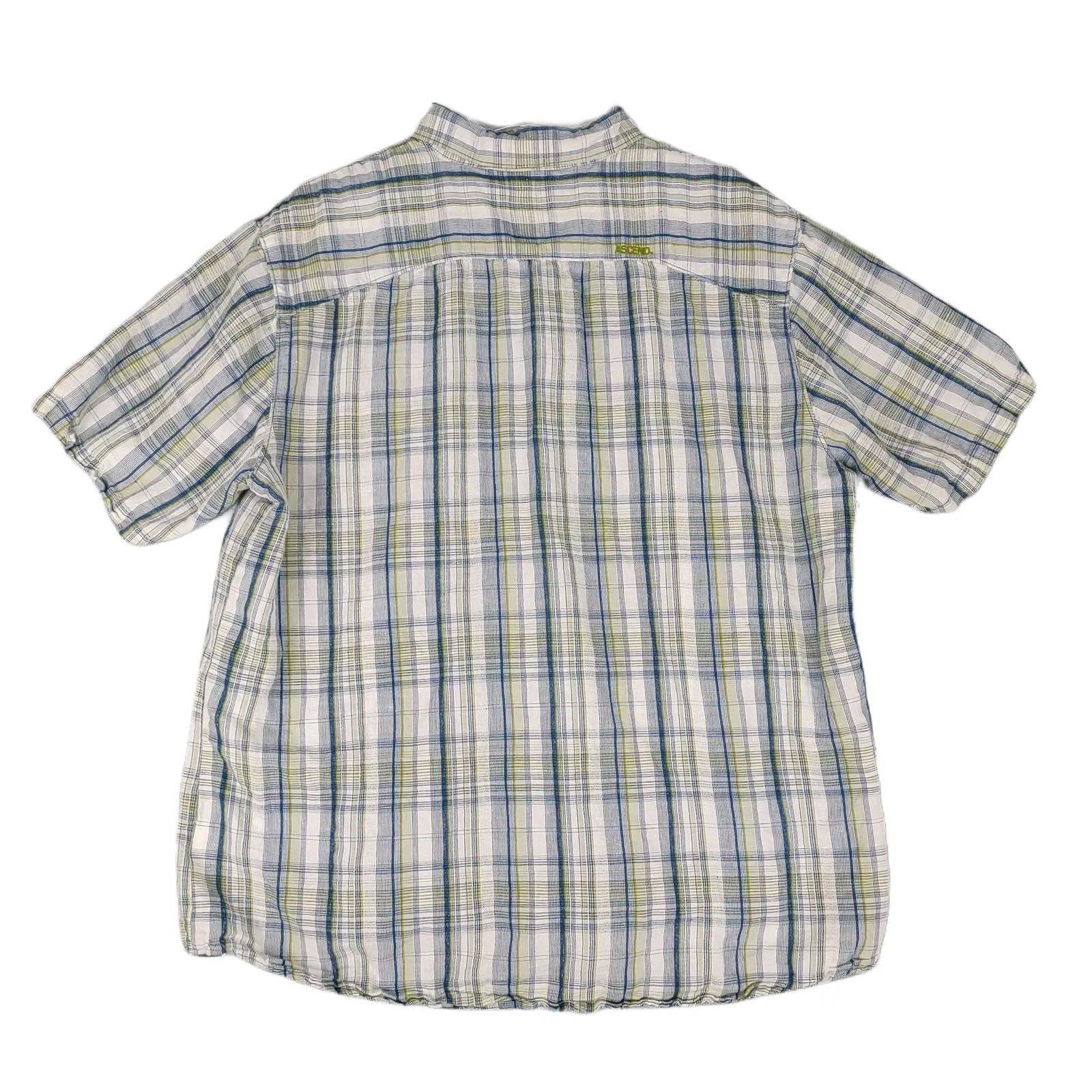 Other Ascend Men's XL Linen Blend Short Sleeve Plaid Button Shirt Size US XL / EU 56 / 4 - 5 Thumbnail