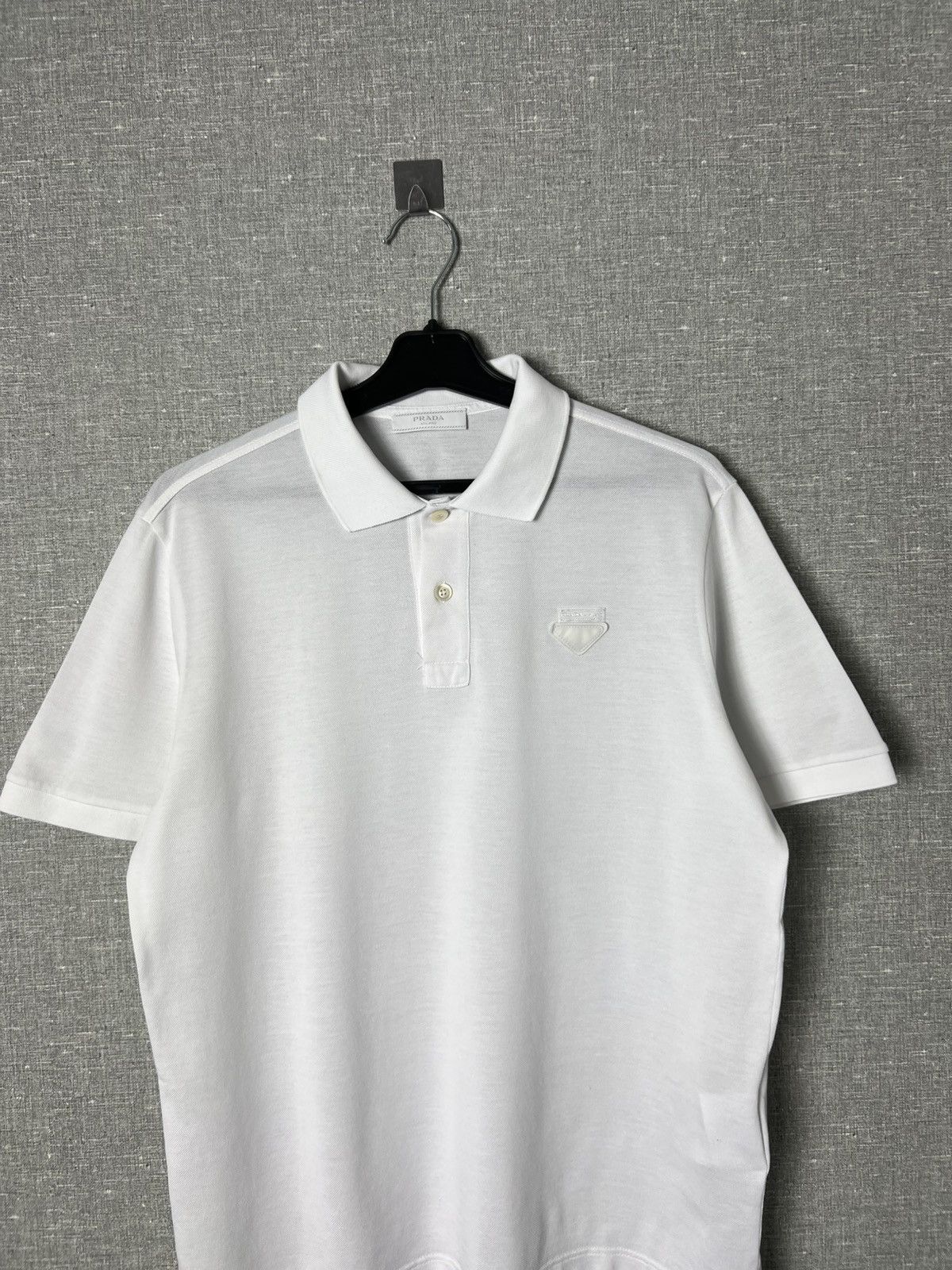 Prada Prada Milano Triangle Logo Patch White Polo Men’s T-Shirt Size US M / EU 48-50 / 2 - 2 Thumbnail