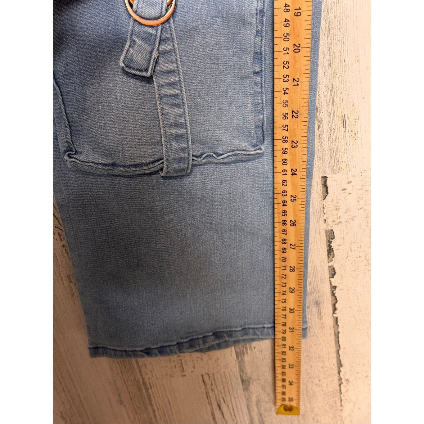 Other Fashion Nova Cargo Jeans | Light Wash Utility Denim Pants with Pockets Size 13 Size 32" / US 10 / IT 46 - 8 Thumbnail