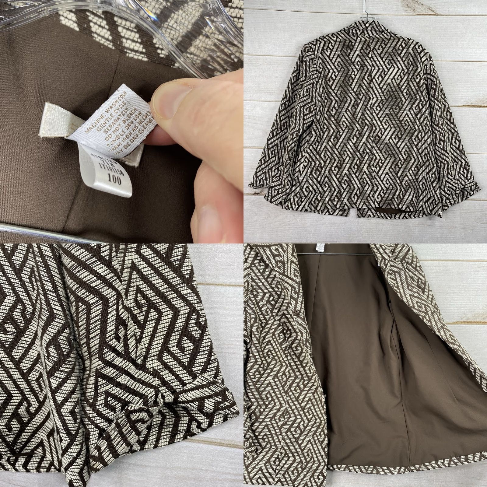 Vintage Chico's Blazer Jacket Geometric Print Lined Brown Geometric Print Casual Women's L BROWN Chico's Blazer 2 Size L / US 10 / IT 46 - 8 Thumbnail