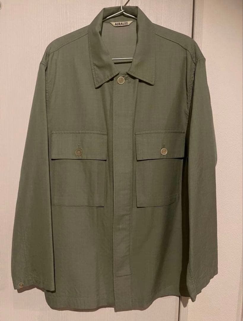 Auralee AURALEE 25SS WOOL HERRINGBONE OVER SHIRT Olive 3 Size US L / EU 52-54 / 3 - 2 Thumbnail