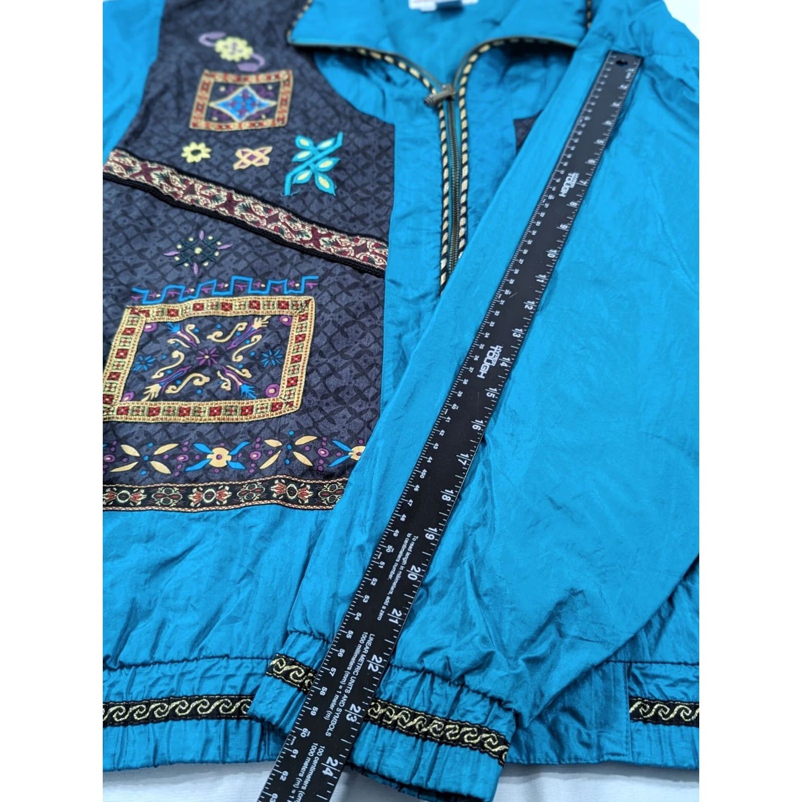 Vintage VINTAGE Westbound Sport Geometric Abstract Full Zip Bomber Jacket Shirt Women 1X Green 80s 90s Casual Mens Womens Size XL / US 12-14 / IT 48-50 - 6 Thumbnail