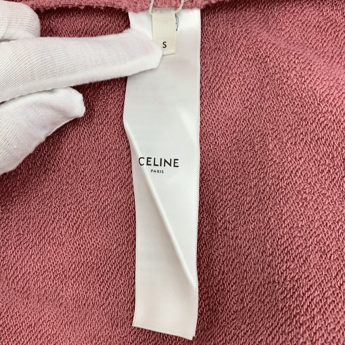 Celine Celine Pink Logo Printed Cotton Hooded Sweatshirt K26WX Size S / US 4 / IT 40 - 6 Thumbnail