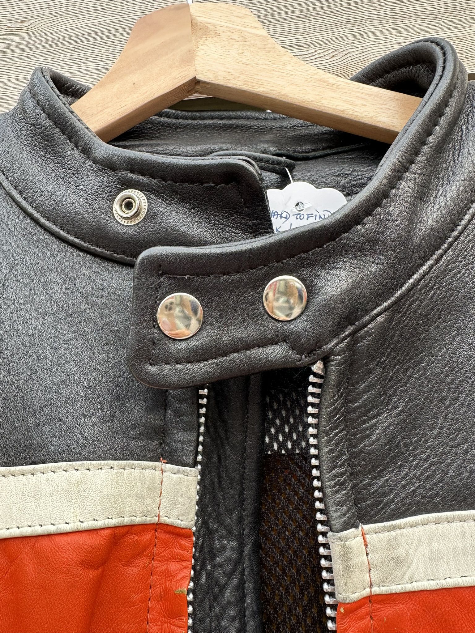 Genuine Leather VINTAGE/RETRO BIKER BLACK/ORANGE Size US S / EU 44-46 / 1 - 4 Thumbnail