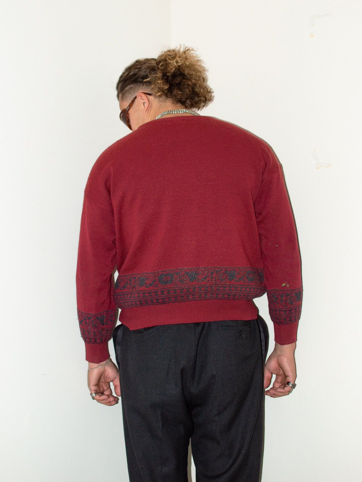 Designer × Vintage 90s Luxury Vintage knit Intricate Embroidered Jumper Size US M / EU 48-50 / 2 - 2 Thumbnail
