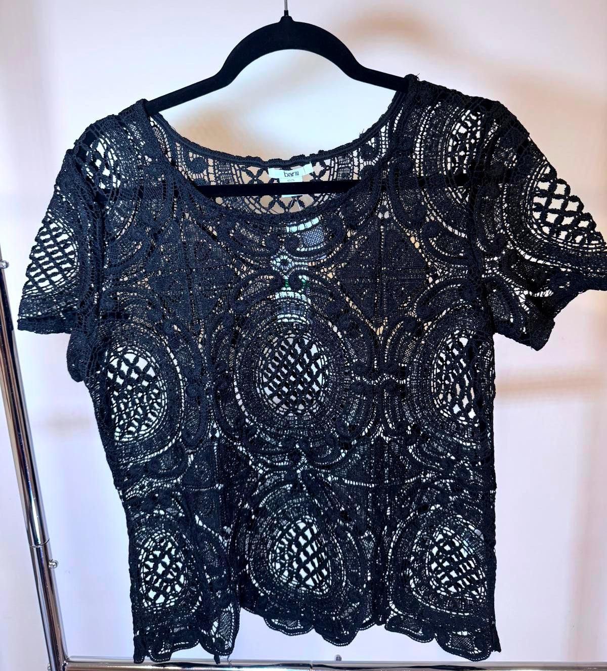 Designer Provence Lace Top - Deep Black, Size Large Size L / US 10 / IT 46 - 1 Thumbnail