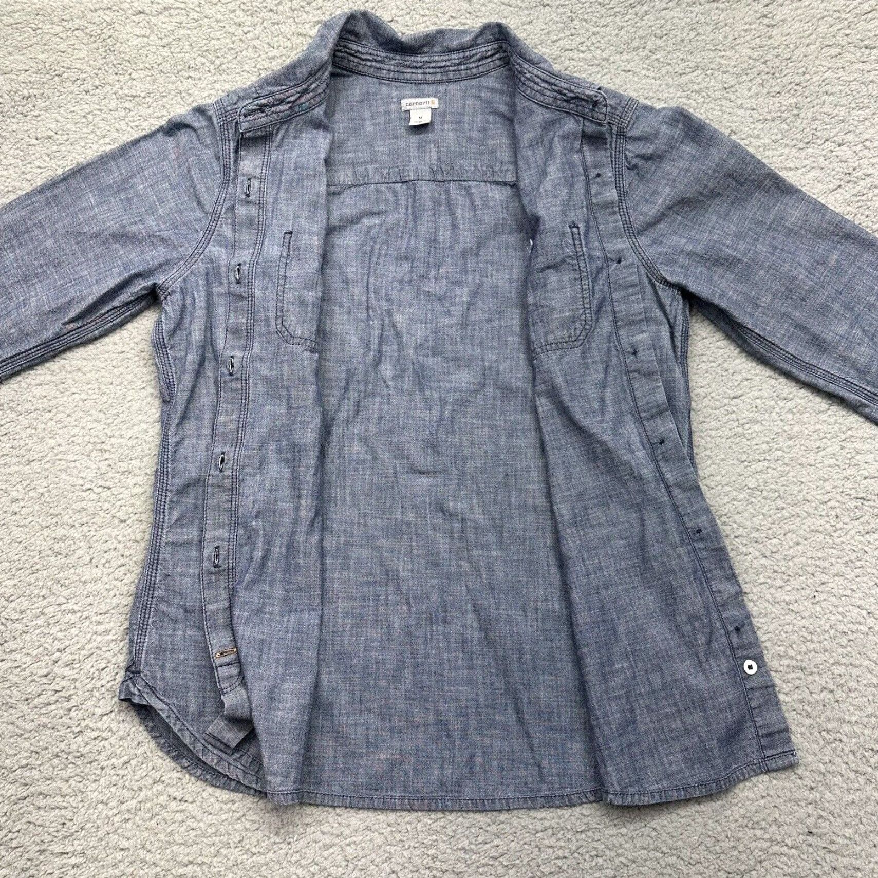 Carhartt Carhartt Shirt Women M Milam Blue Button Down Long Sleeve RelaxedFit 102073-402 Size M / US 6-8 / IT 42-44 - 7 Thumbnail