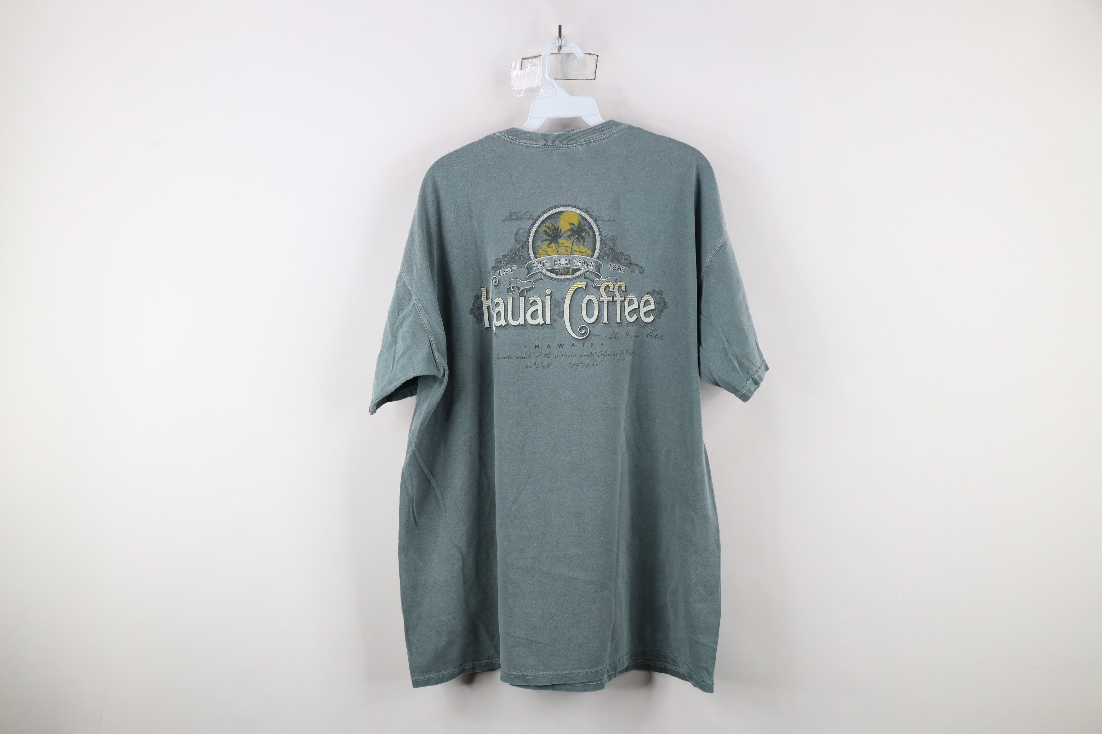 Vintage Vintage 90s Streetwear Stonewash Kauai Coffee T-Shirt Green Size US L / EU 52-54 / 3 - 12 Thumbnail