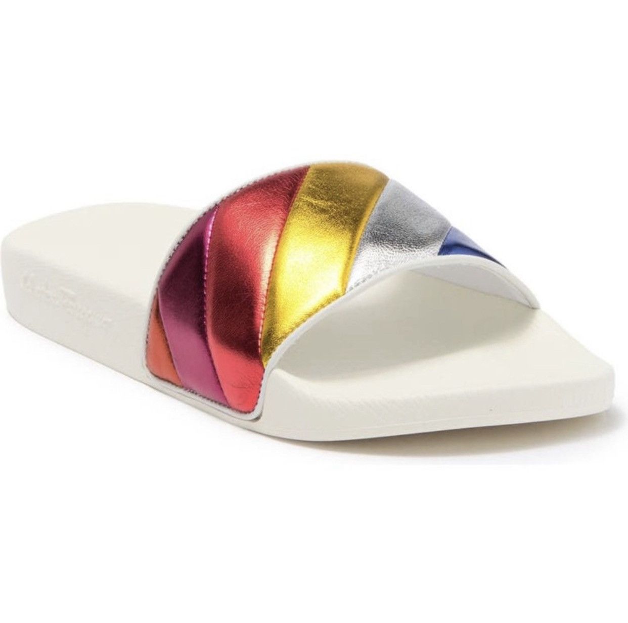 🌈 Salvatore Ferragamo Rainbow Pool Slide Sandals $395 value