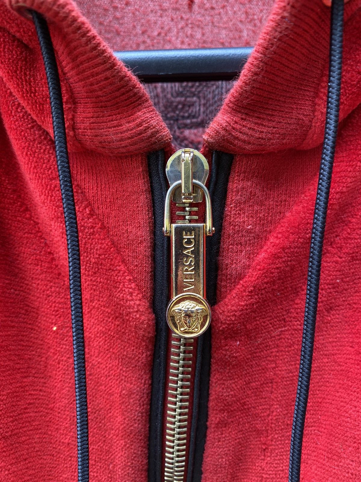 Versace Versace Velour Track Jacket with Leather Patch Medusa Size US M / EU 48-50 / 2 - 12 Thumbnail
