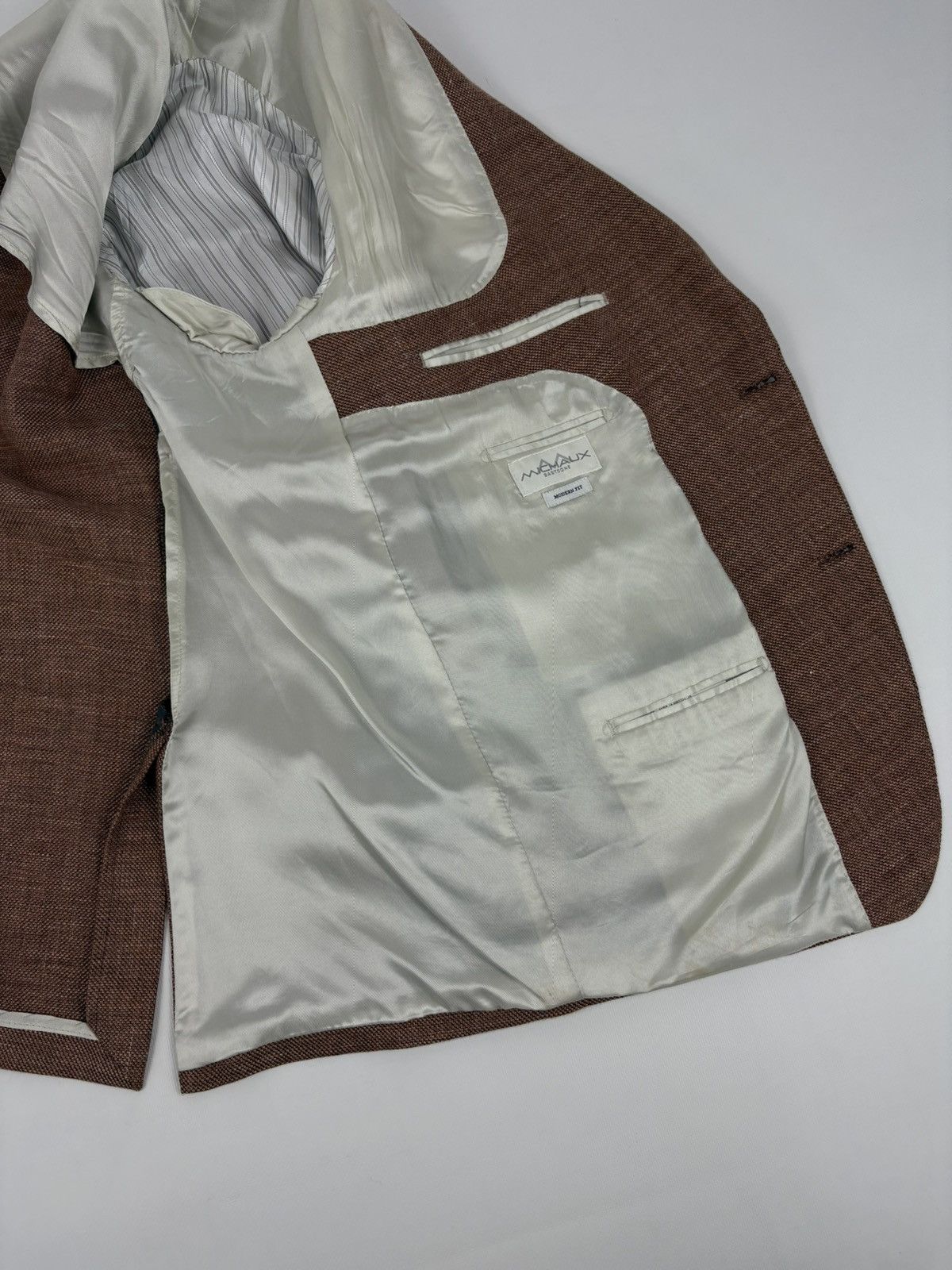 Suitsupply Men's Carl Gross Black Line Linen-Wool Modern Fit Sport Blazer Sakko Jacket Size 48S - 18 Thumbnail