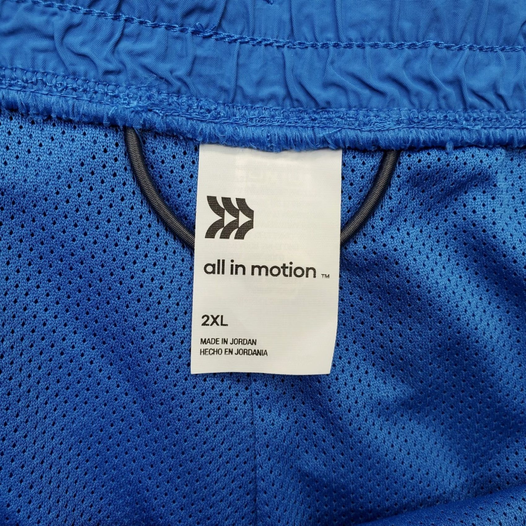 Vintage All In Motion Swim Shorts Mens 2XL Blue Swim Shorts Elastic Waist Drawstring Pockets Nylon 100% Stretch Size US 39 - 7 Thumbnail