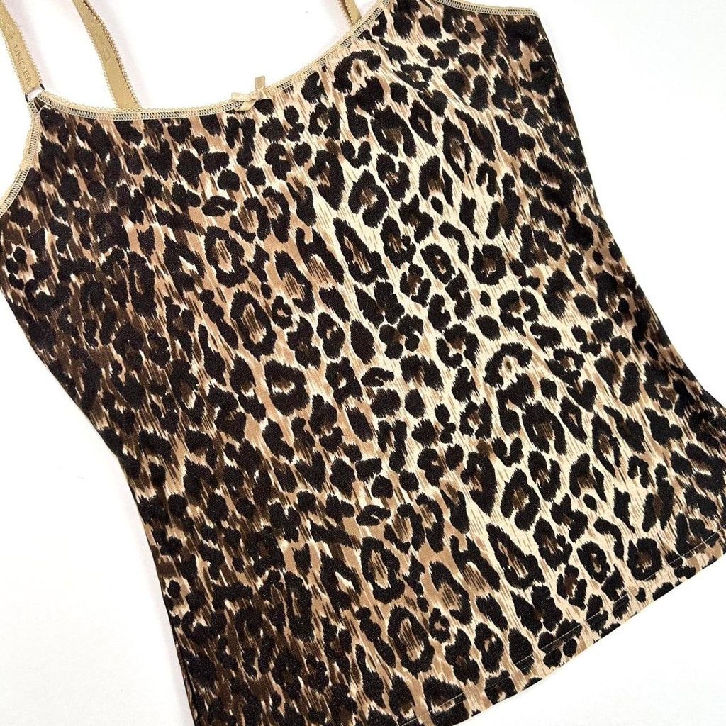 Dolce & Gabbana y2k D&G brown leopard print cami with gold shimmer Size S / US 4 / IT 40 - 2 Thumbnail