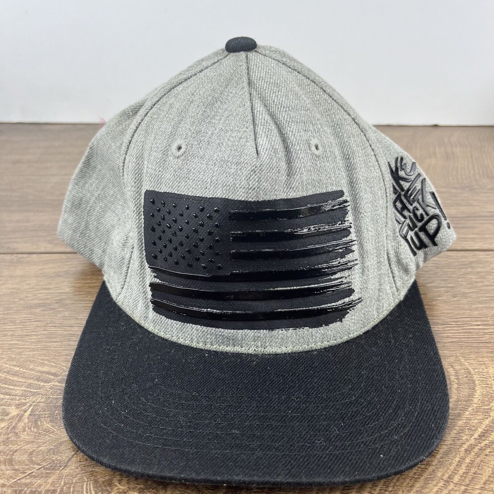 Other Wake the F Up Hat American Flag Snapback Hat Gray Adjustable Size ONE SIZE - 3 Thumbnail